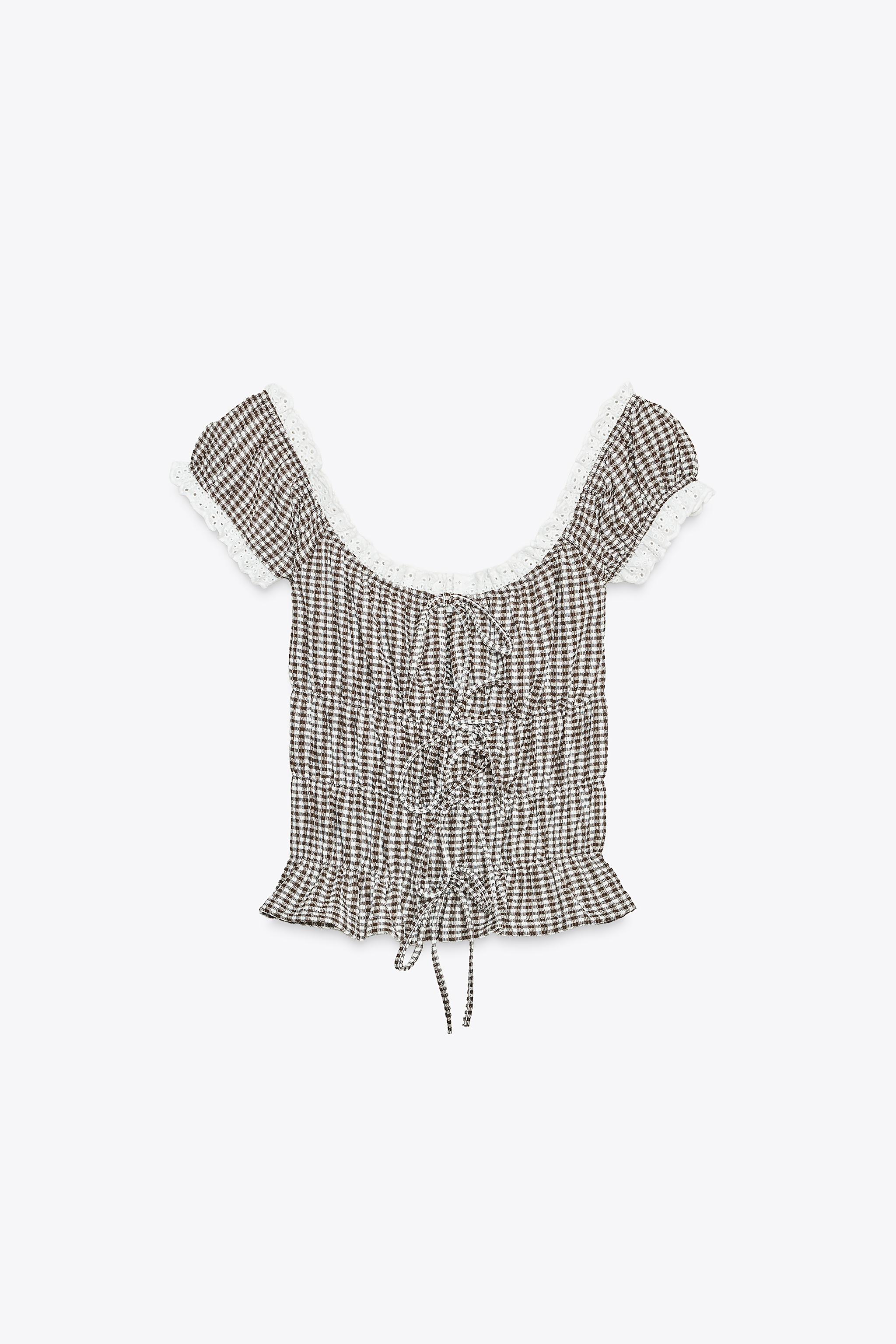 GINGHAM LACE TOP