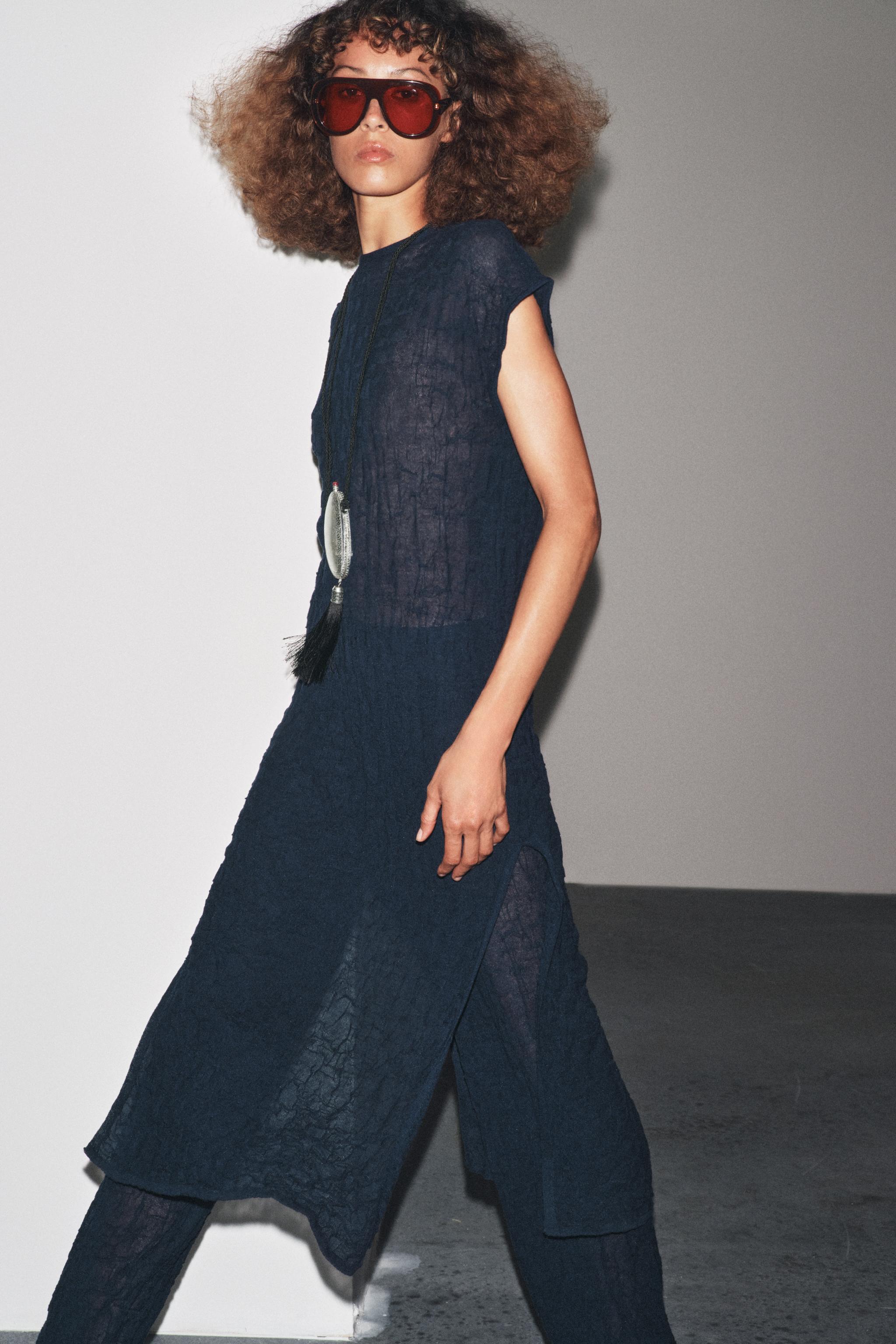 WRINKLE-LOOK FINE KNIT PANTS