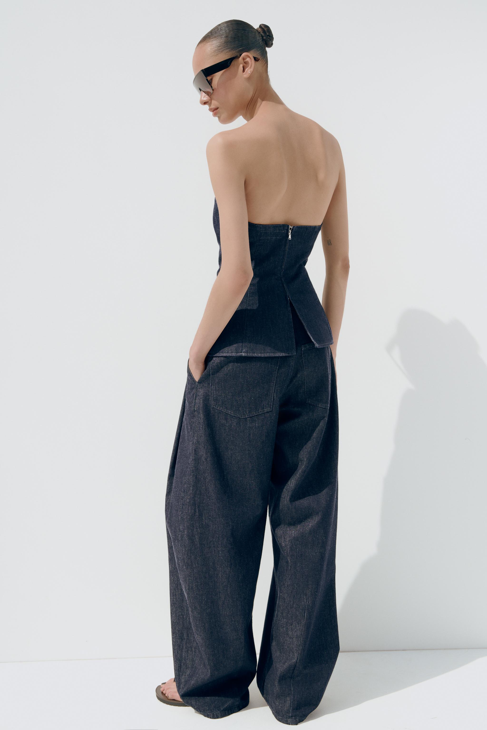 TRF PLEATED DENIM PANTS