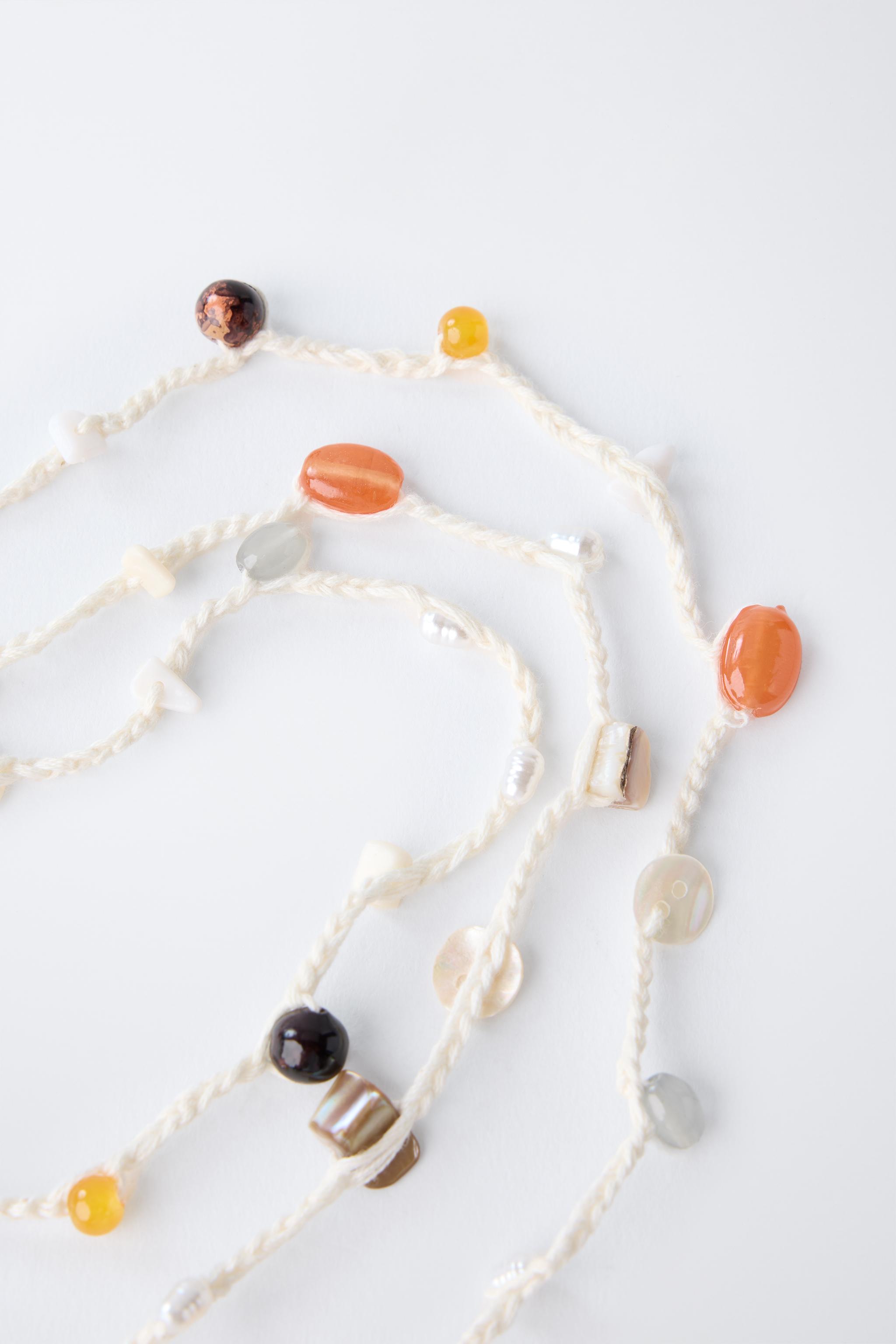 BEADED AND SHELL ROPE NECKLACE