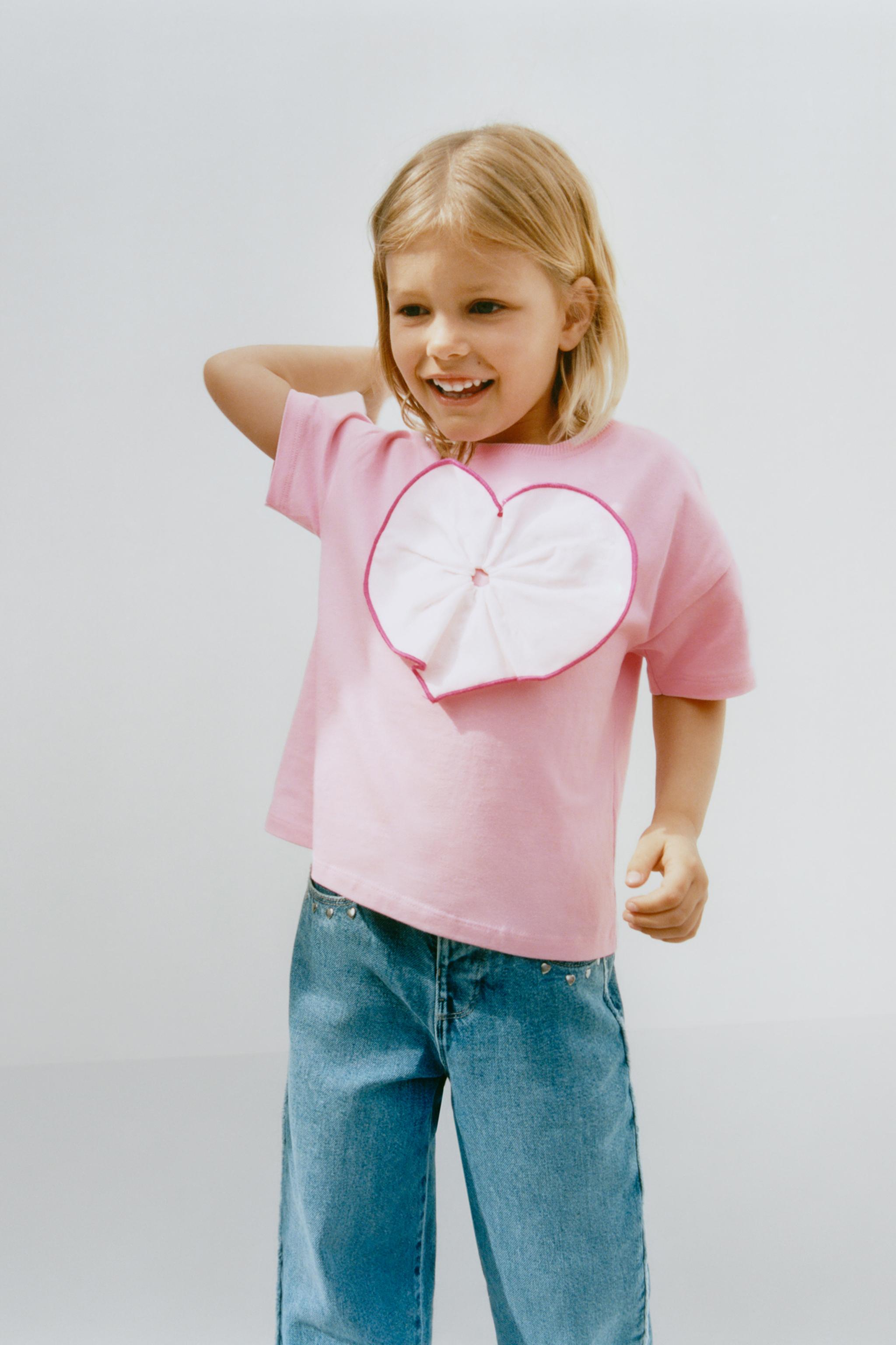 COMBINED POPLIN HEART T-SHIRT