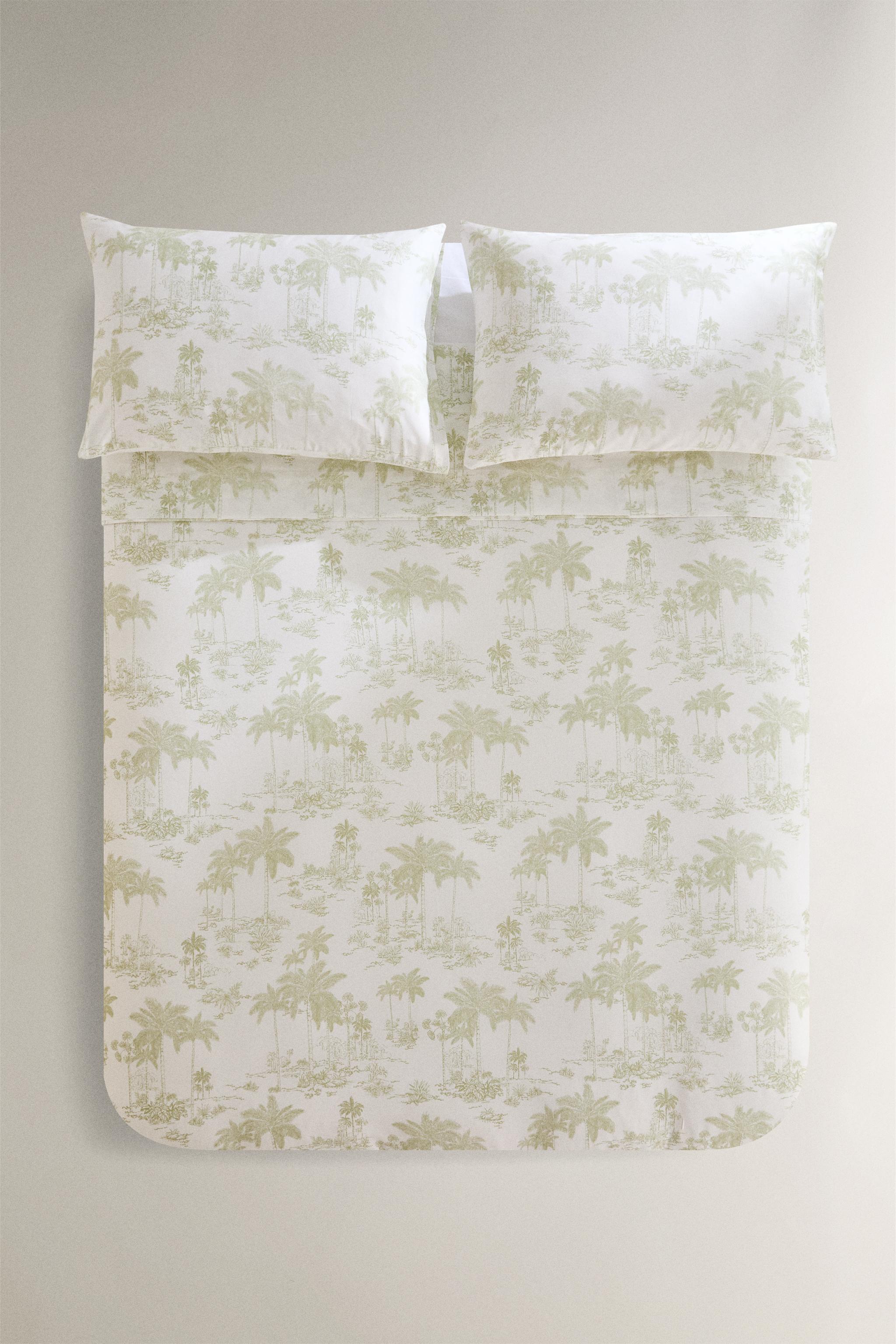 TOILE DE JOUY SATEEN DUVET COVER WITH PALM TREES