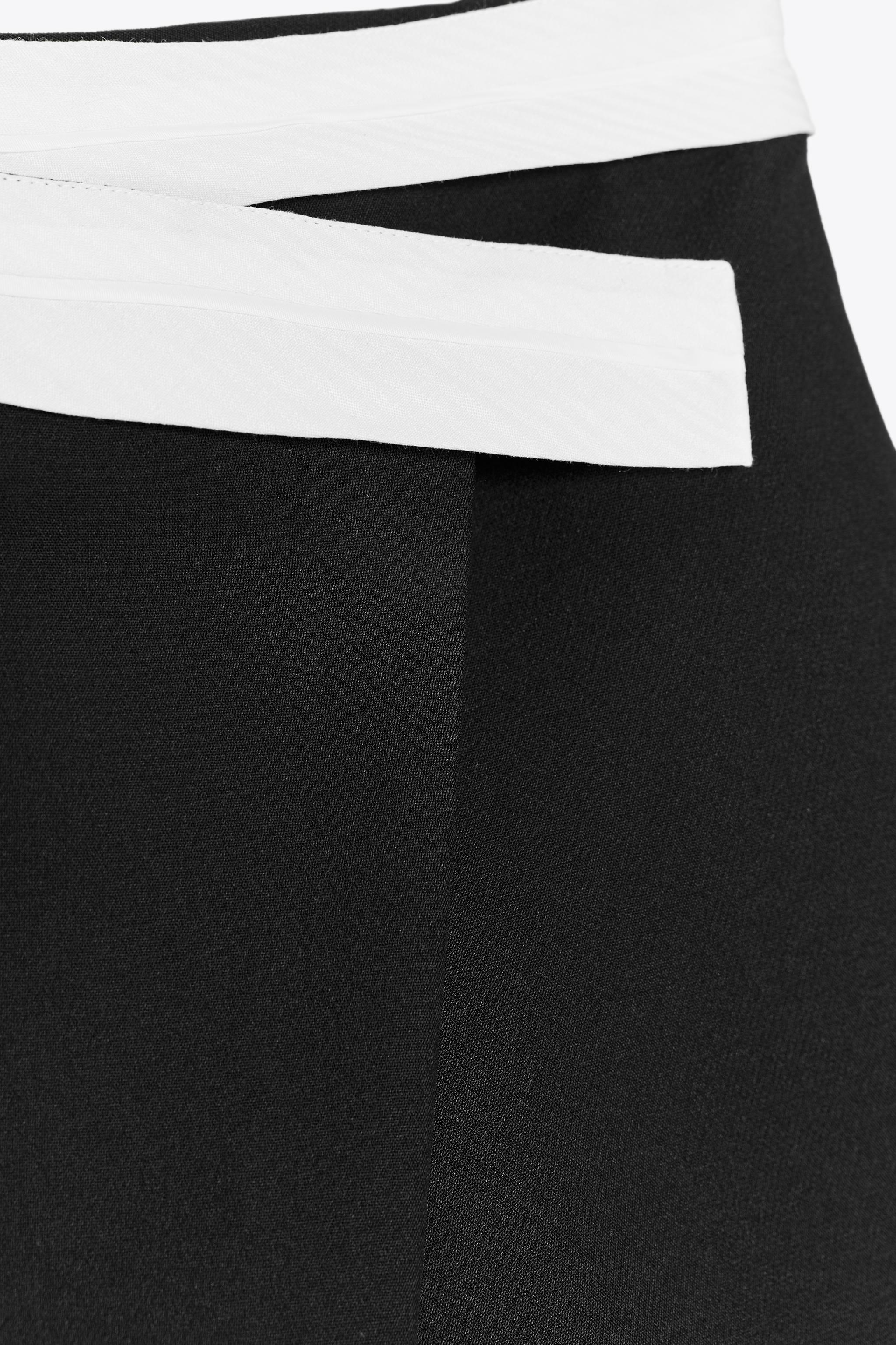 CONTRAST WAISTBAND WRAP SPLIT SKIRT