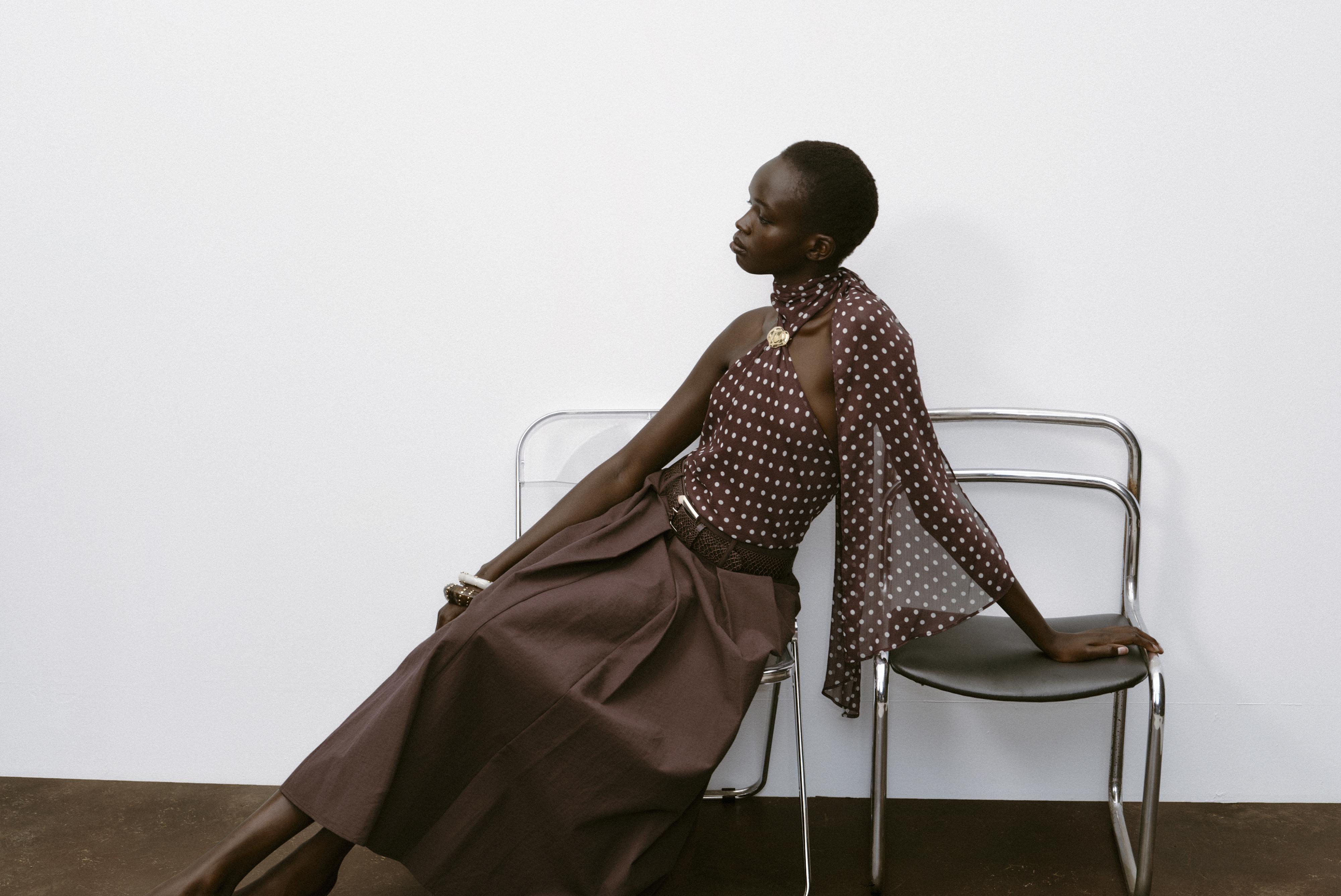 BELTED MIDI A-LINE SKIRT