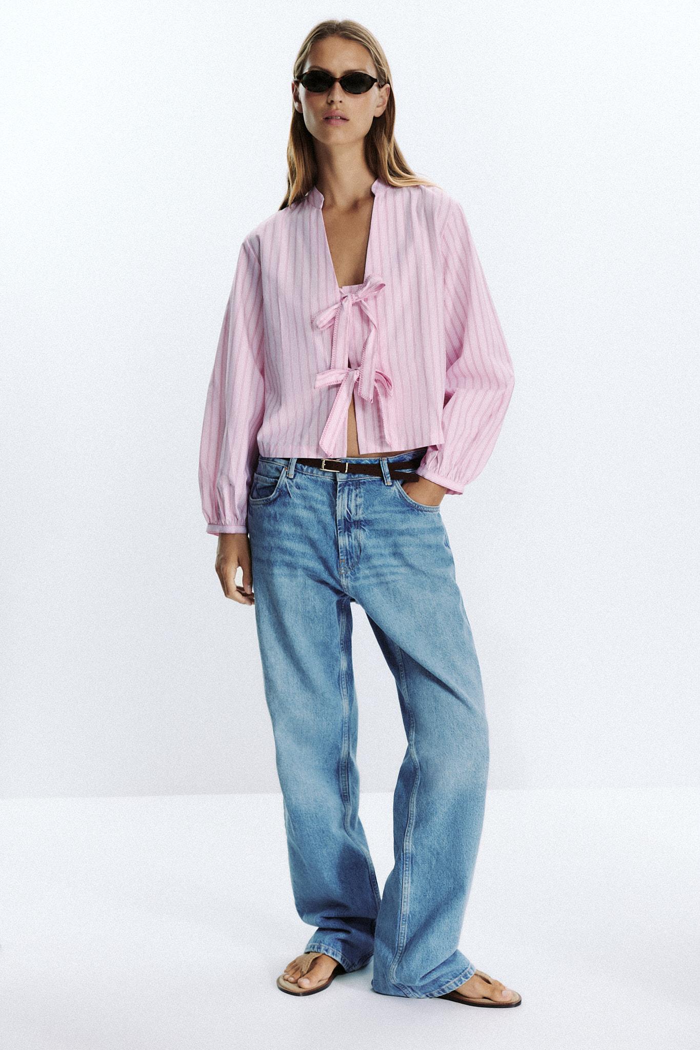 STRIPED POPLIN SHIRT WITH TIES