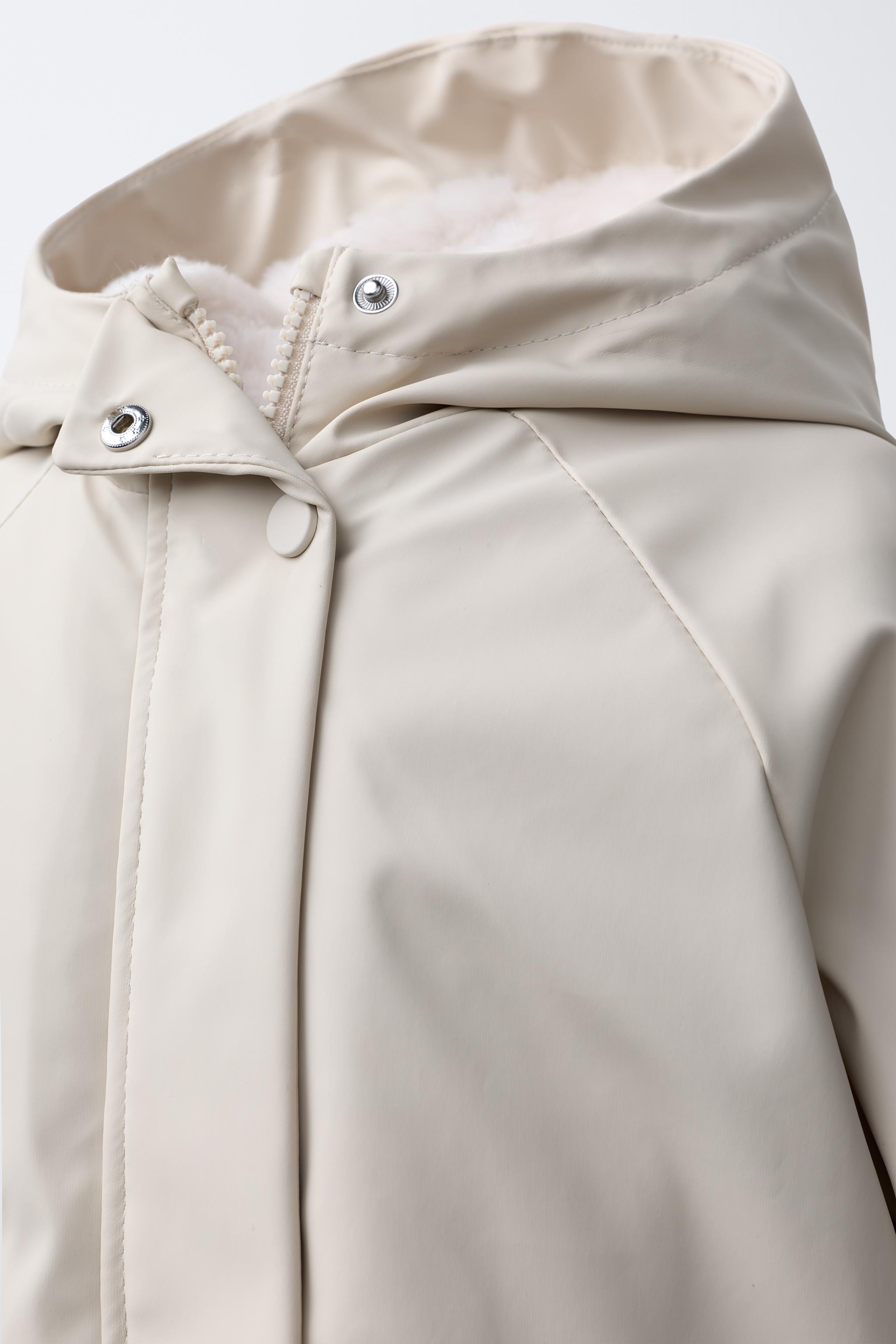 WATER REPELLENT COATED FAUX FUR JACKET