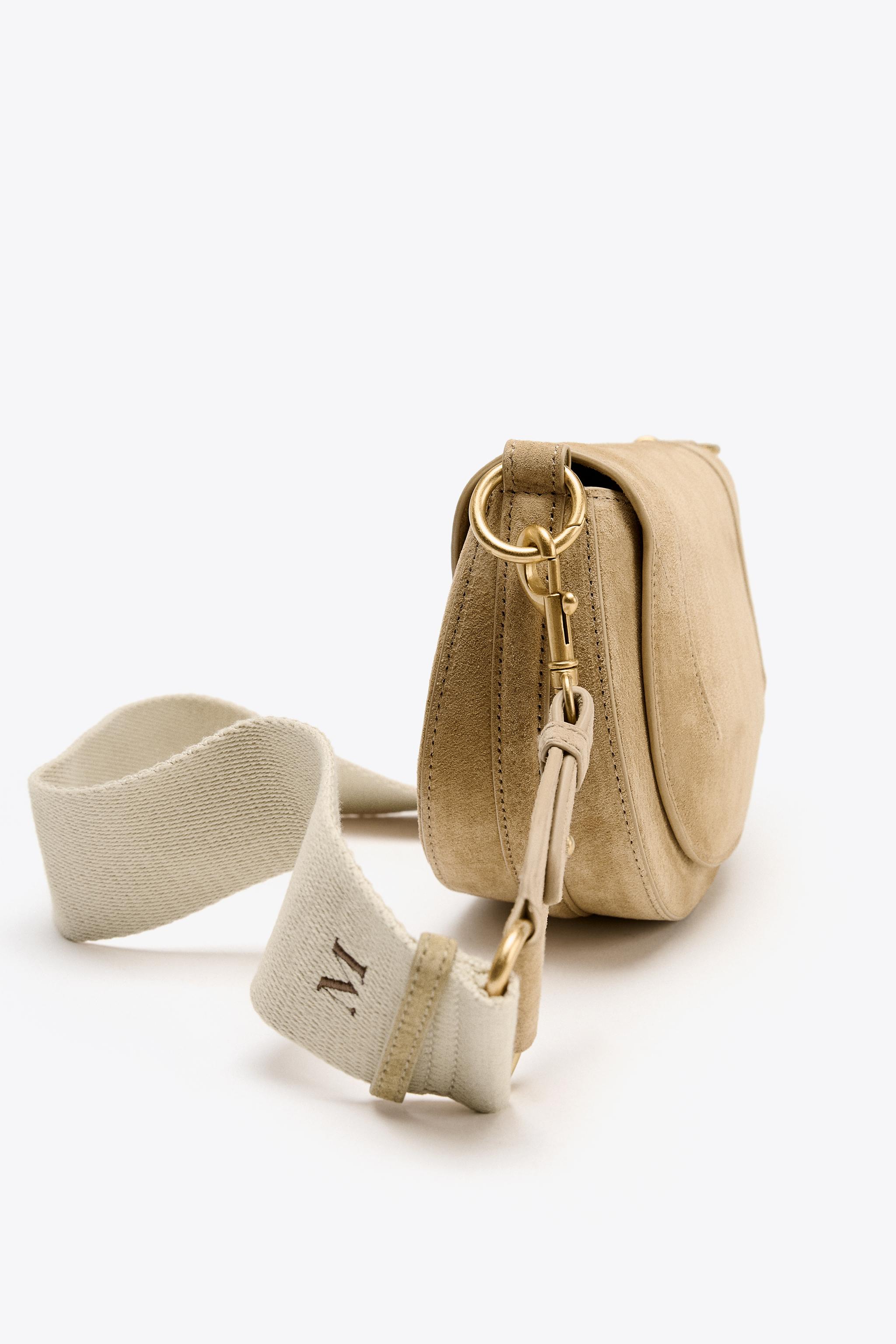 DOUBLE HANDLE LEATHER CROSSBODY BAG