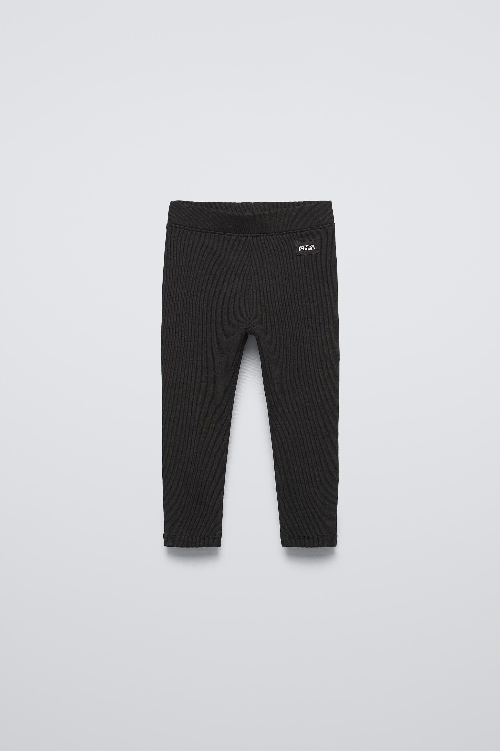 LABEL DETAIL RIBBED LEGGINGS