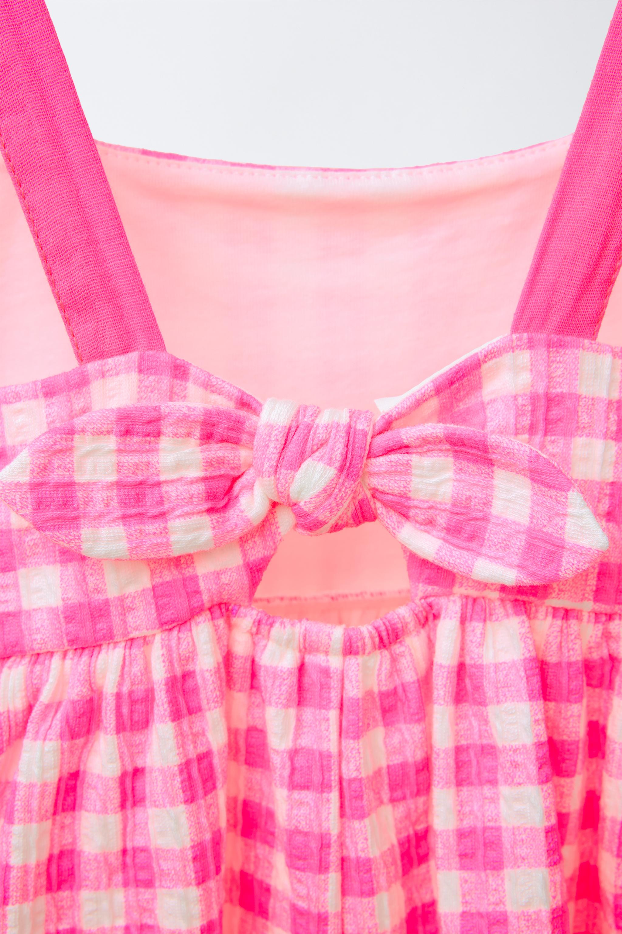 TEXTURED PRINTED BOW DRESS