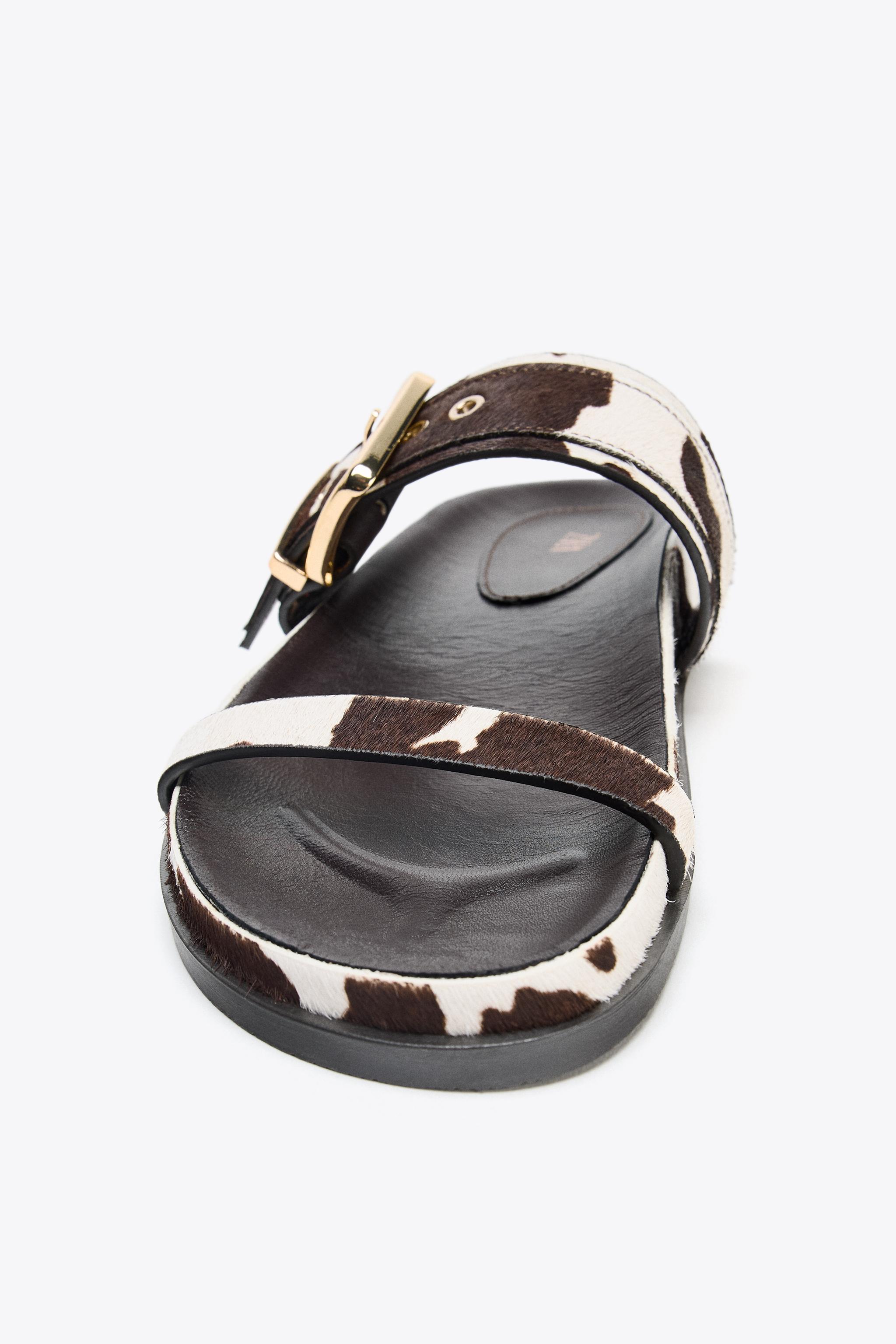 ANIMAL PRINT LEATHER SANDALS