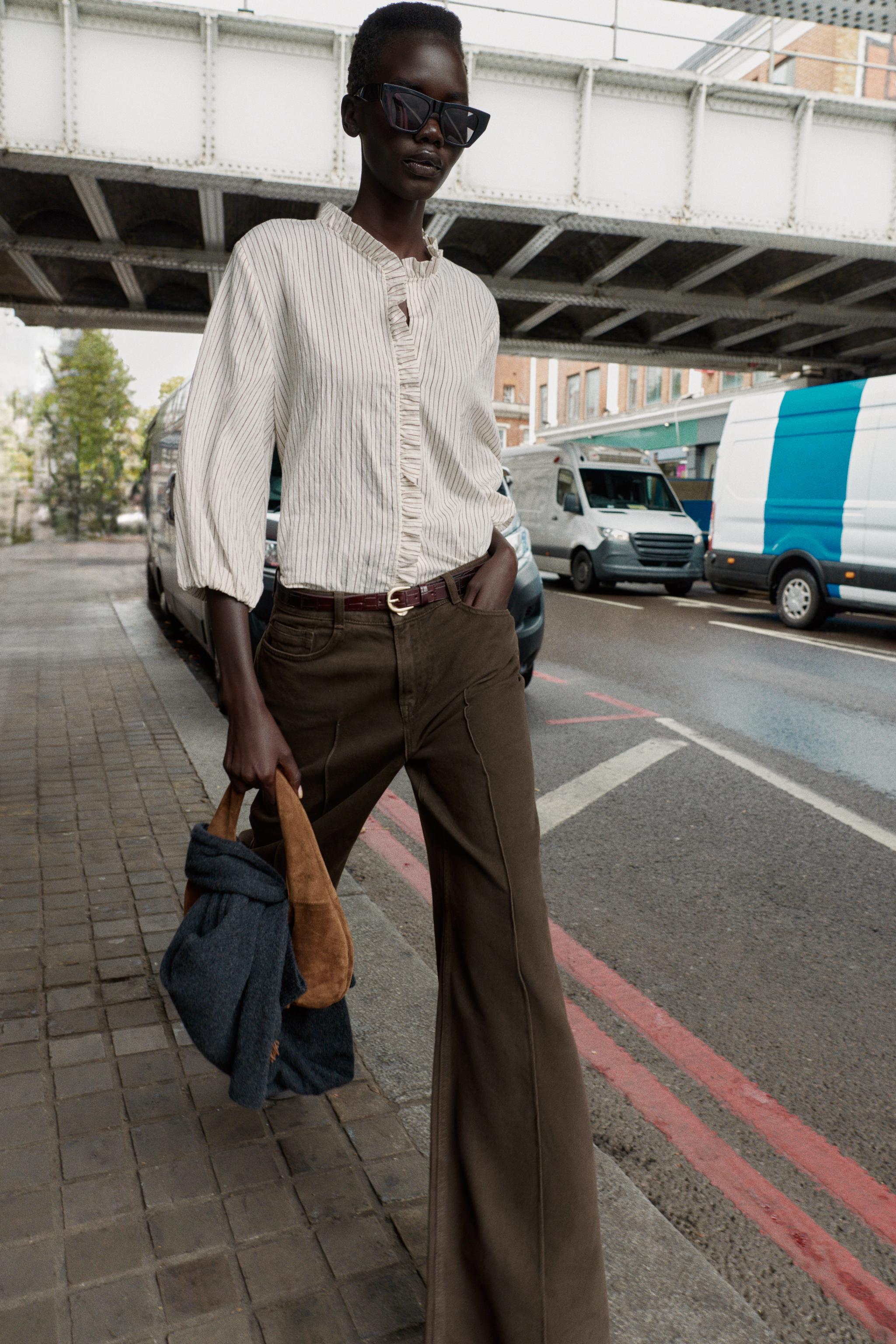 RUFFLED STRIPED SHIRT