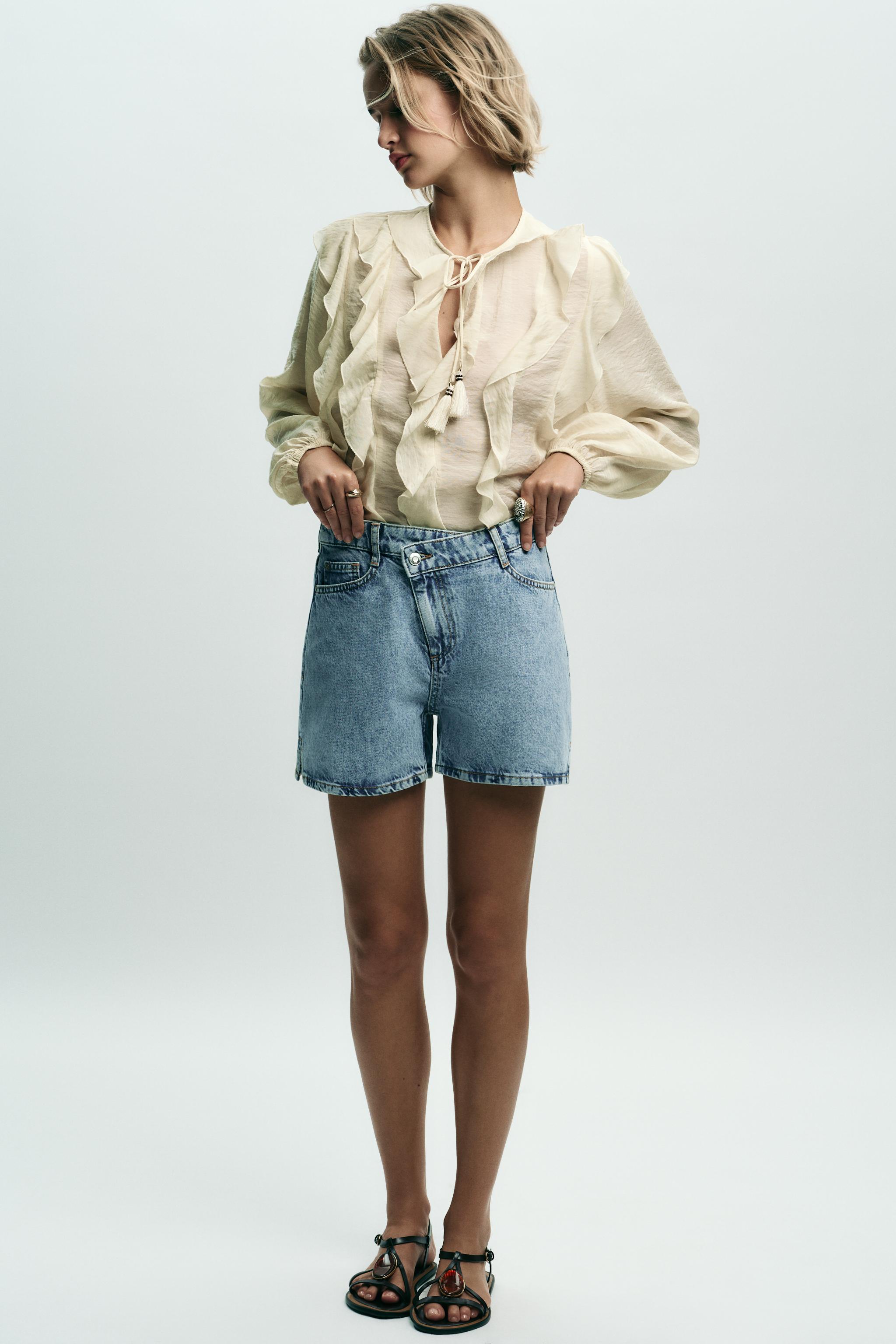 Z1975 HIGH-WAISTED CROSSOVER WAIST DENIM SHORTS