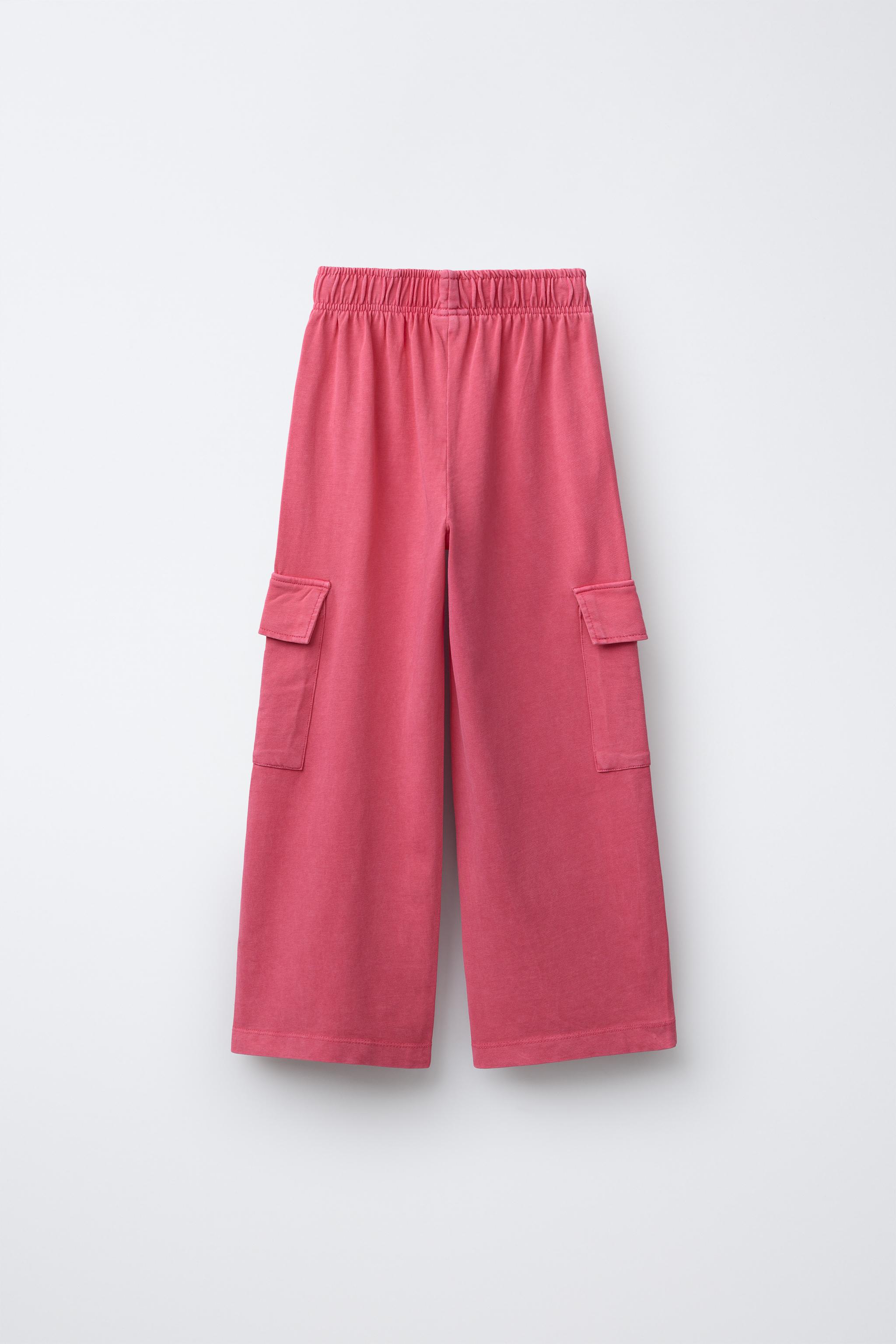 WASHED EFFECT WIDE LEG CARGO PANTS