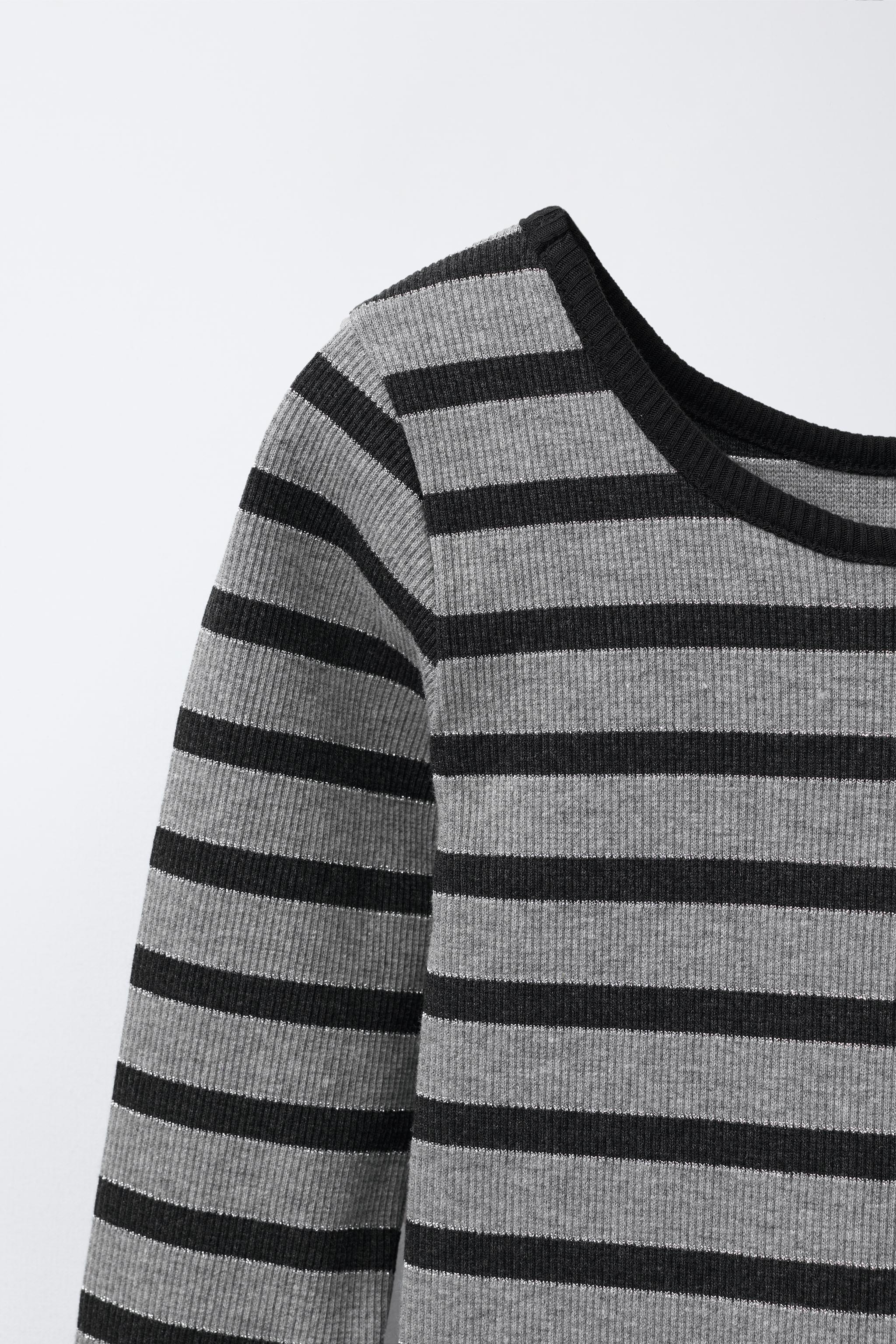 SPARKLY STRIPED RIBBED DRESS