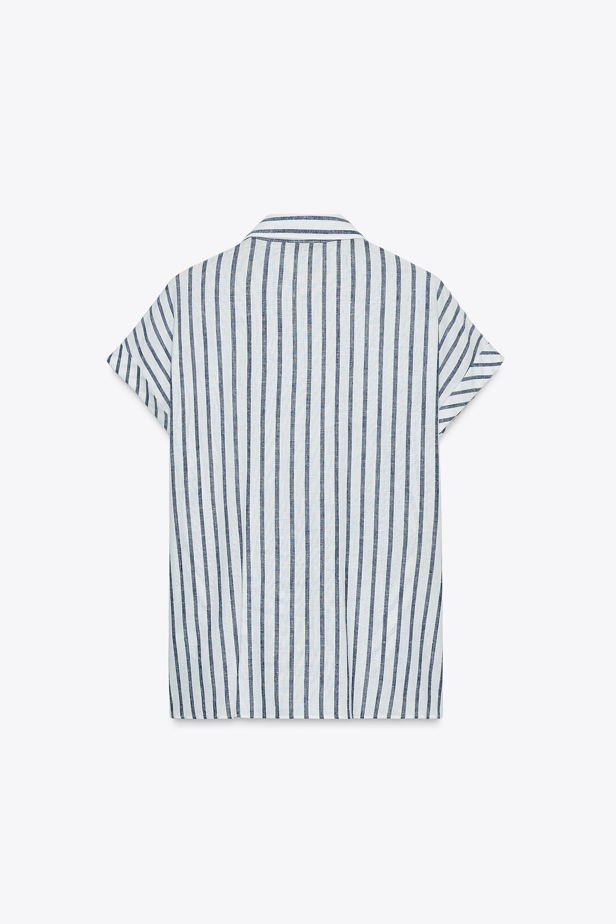 KNOTTED STRIPED LINEN SHIRT