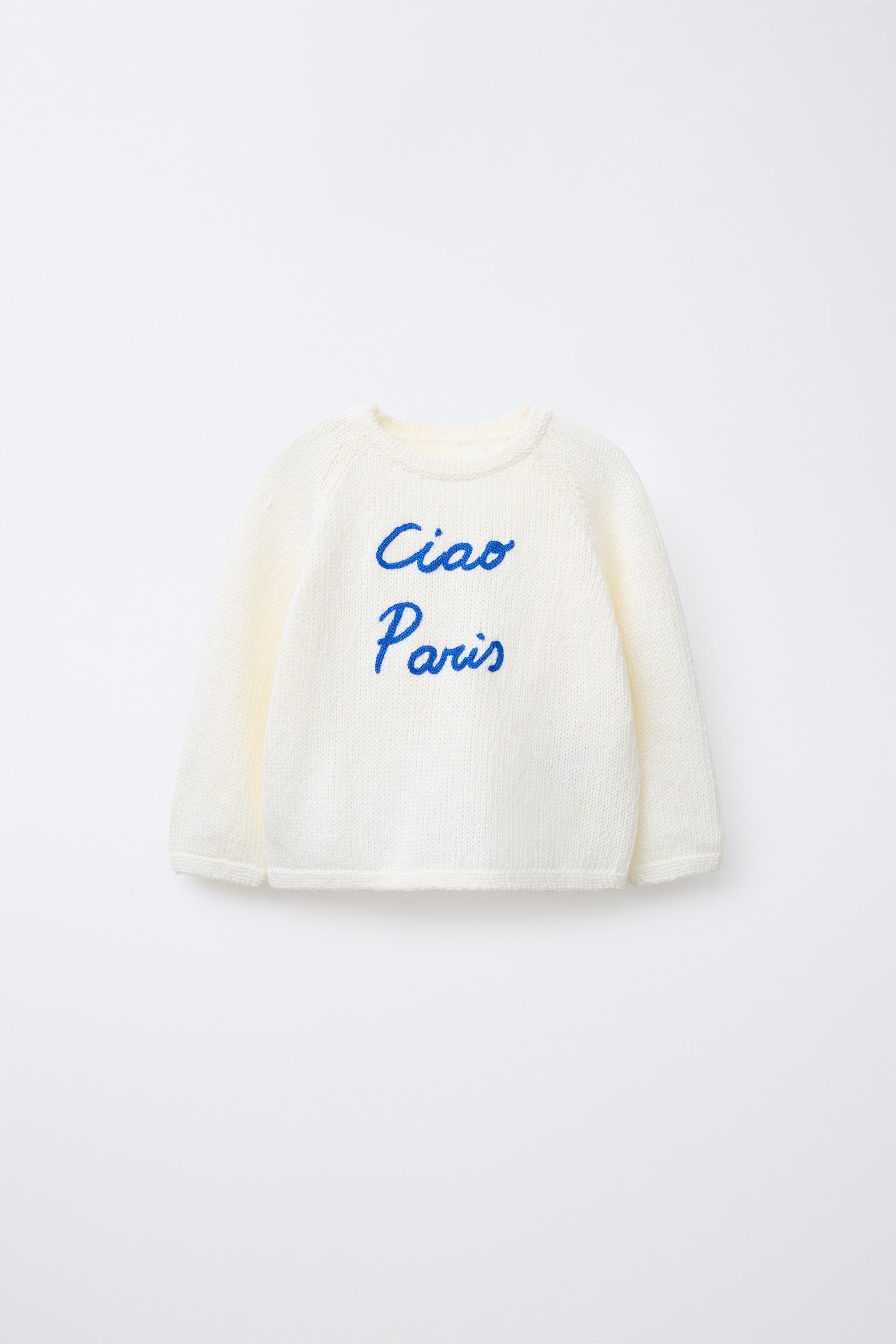EMBROIDERED TEXT KNIT SWEATER