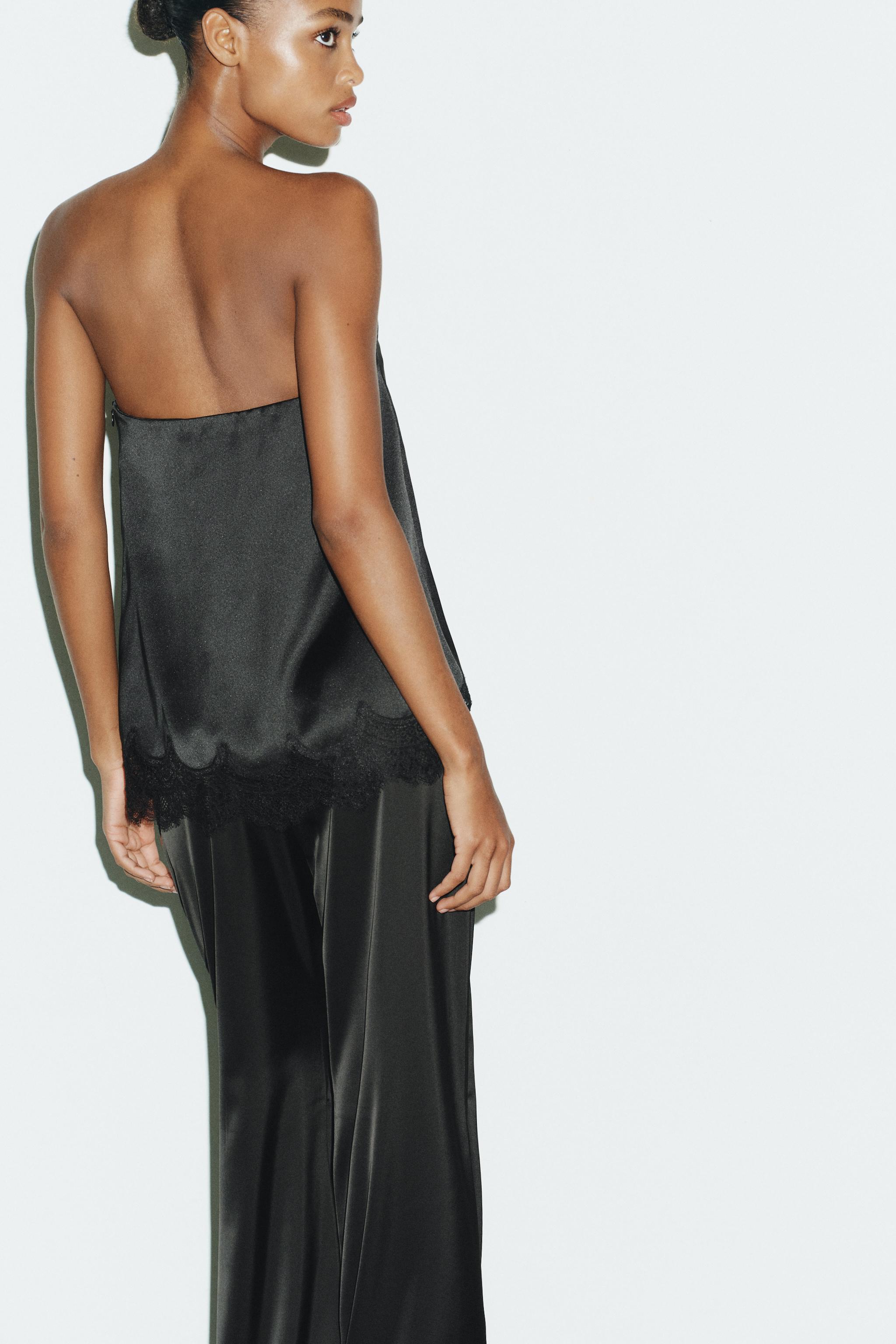 SATIN EFFECT LACE TOP