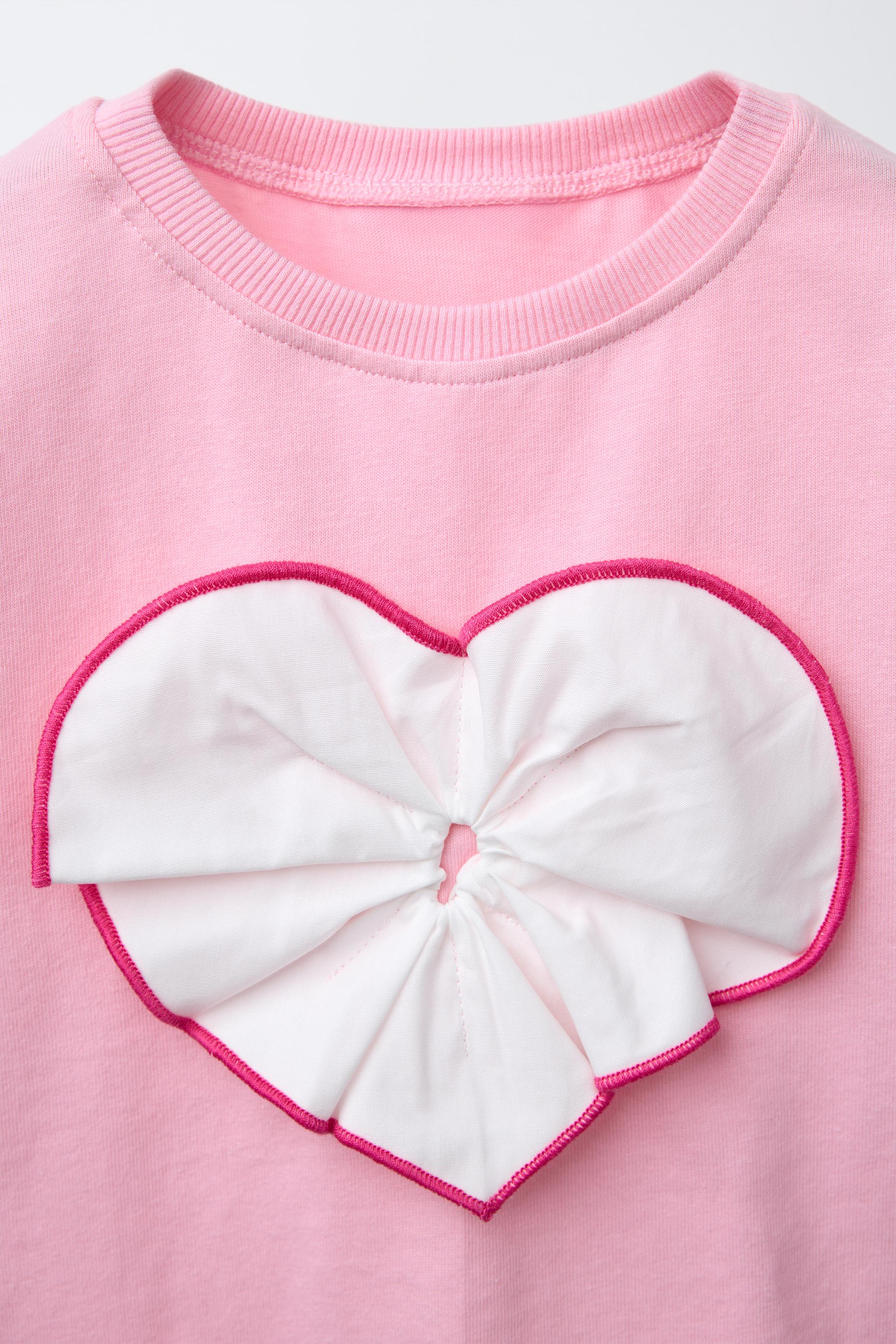 COMBINED POPLIN HEART T-SHIRT