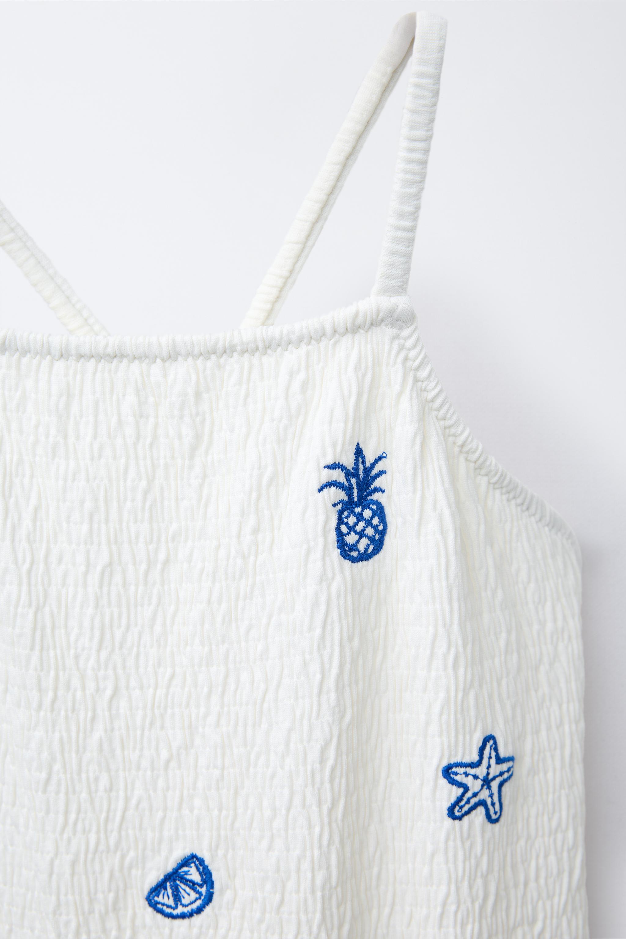 2-6 YEARS/ EMBROIDERED TEXTURED SWIMSUIT