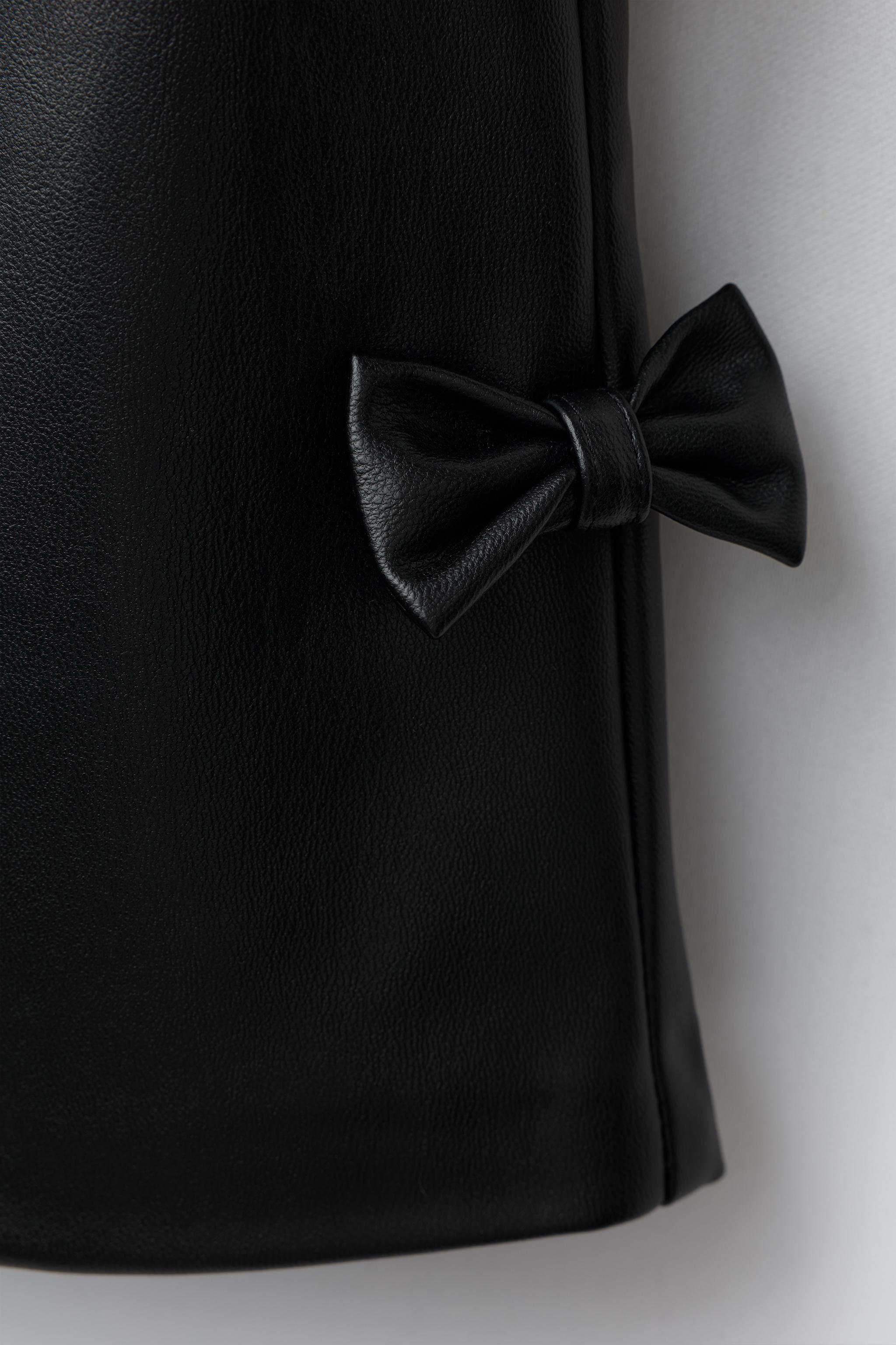 FAUX LEATHER TIE PINAFORE DRESS