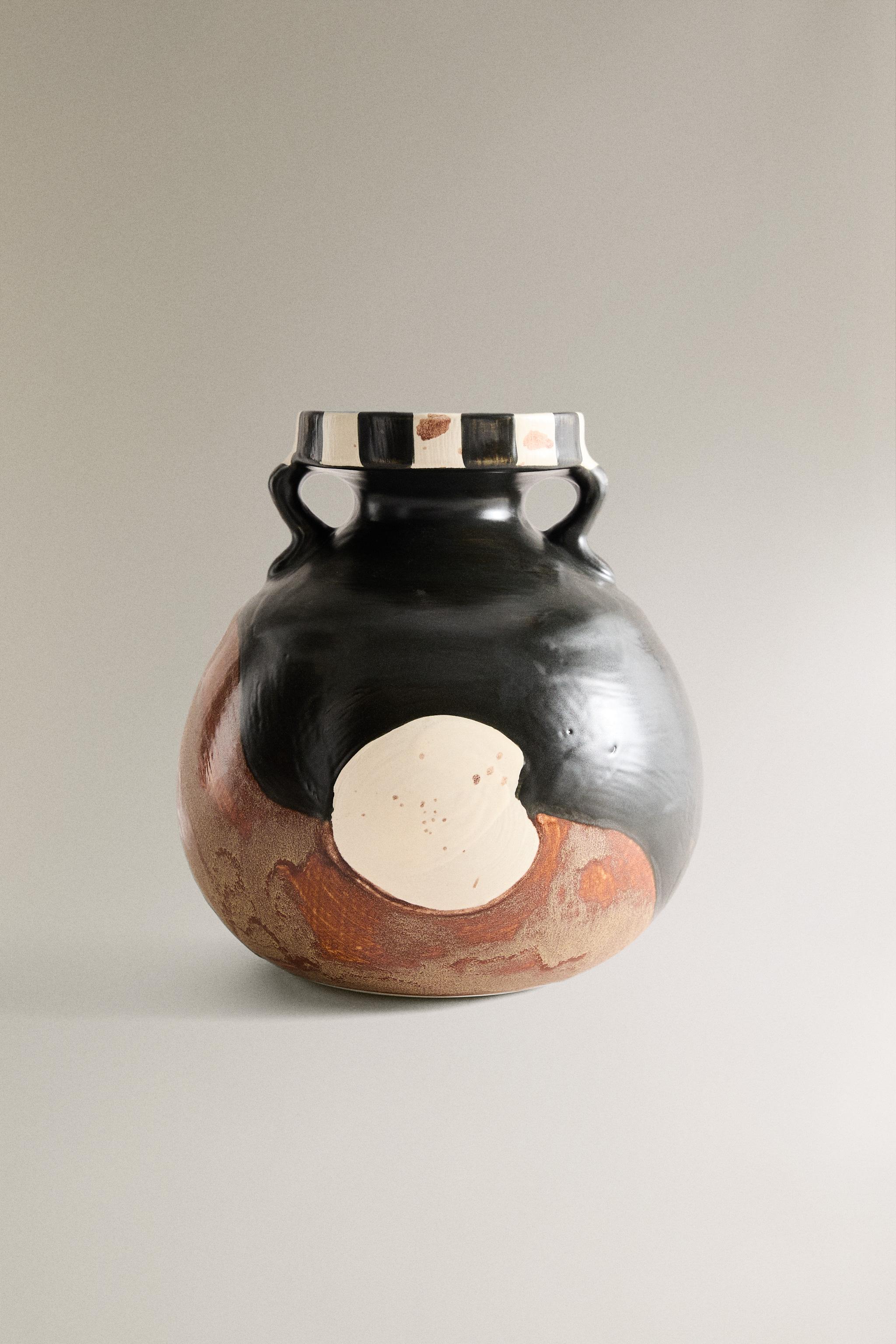 PAINTED STONEWARE VASE