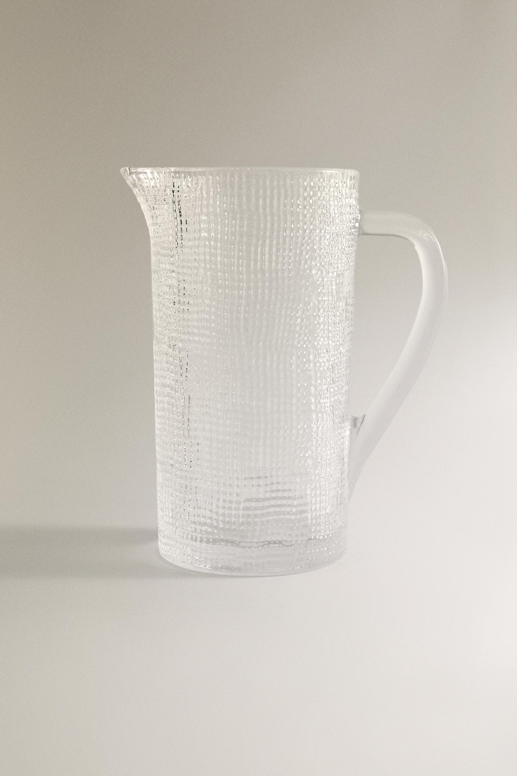 RAISED DESIGN GLASS PITCHER