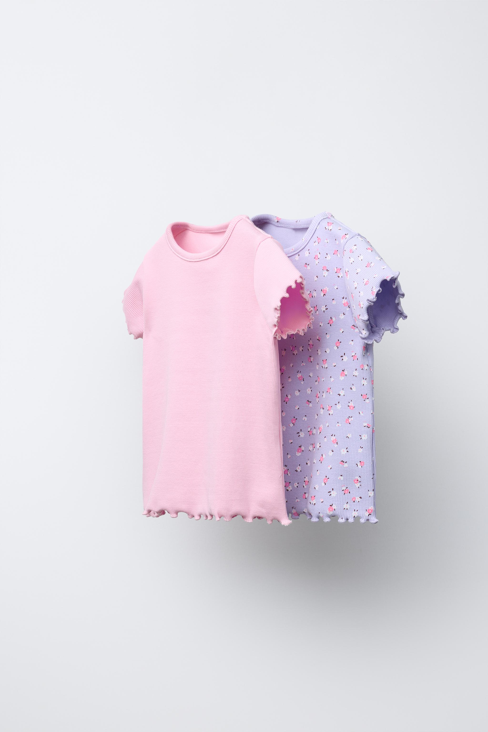TWO-PACK OF RIBBED FLORAL T-SHIRTS