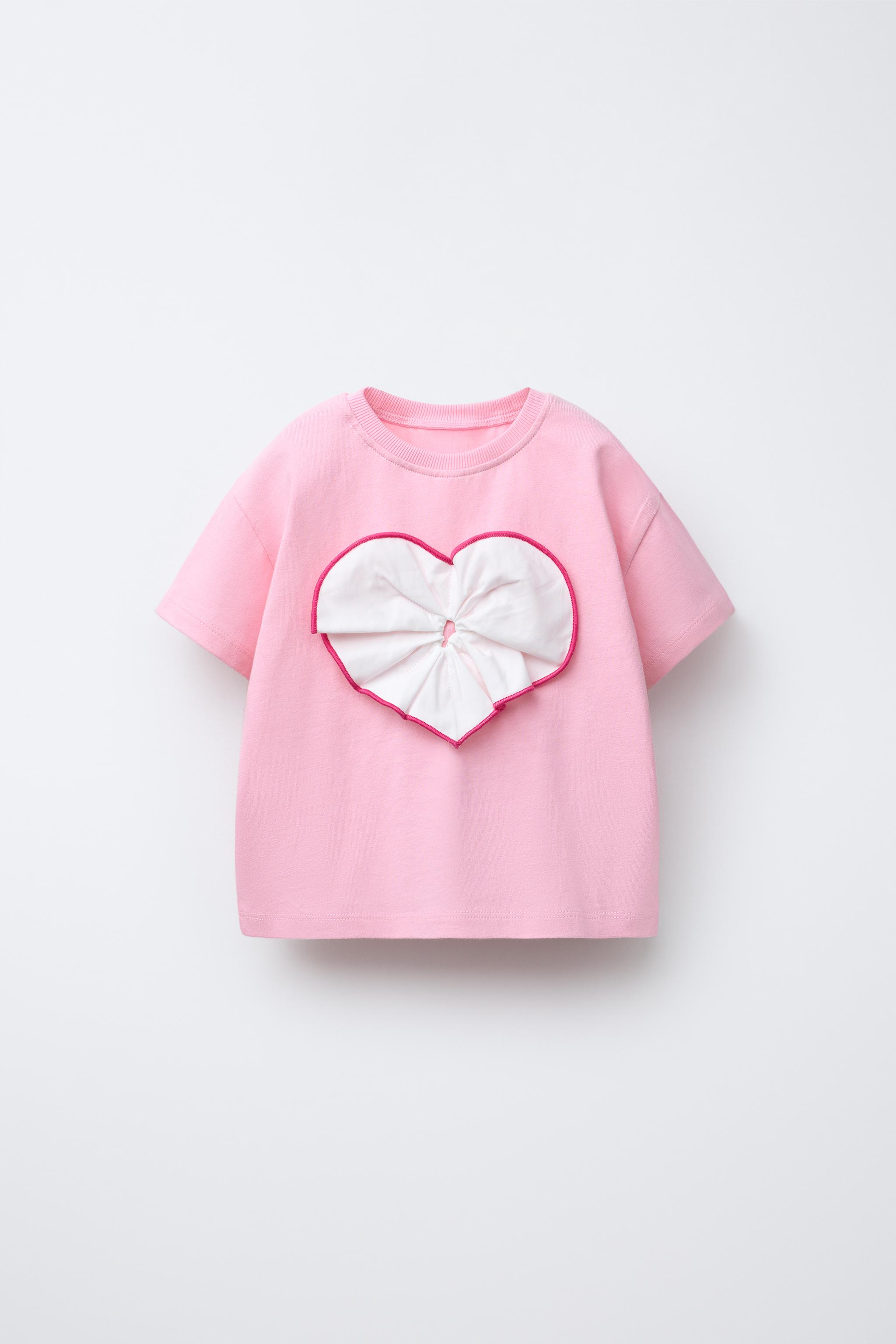 COMBINED POPLIN HEART T-SHIRT