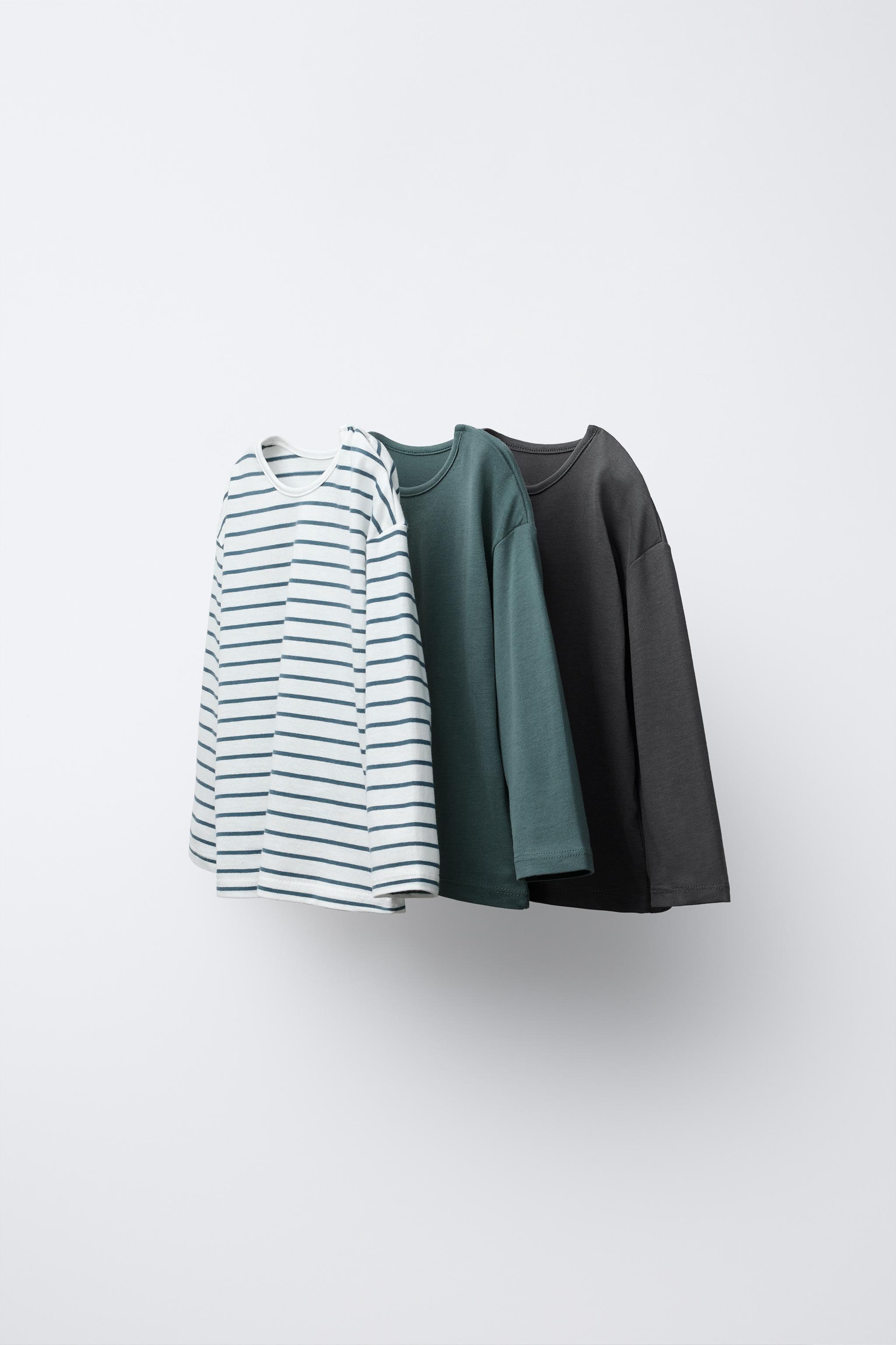 THREE-PACK OF SOLID AND STRIPED T-SHIRTS
