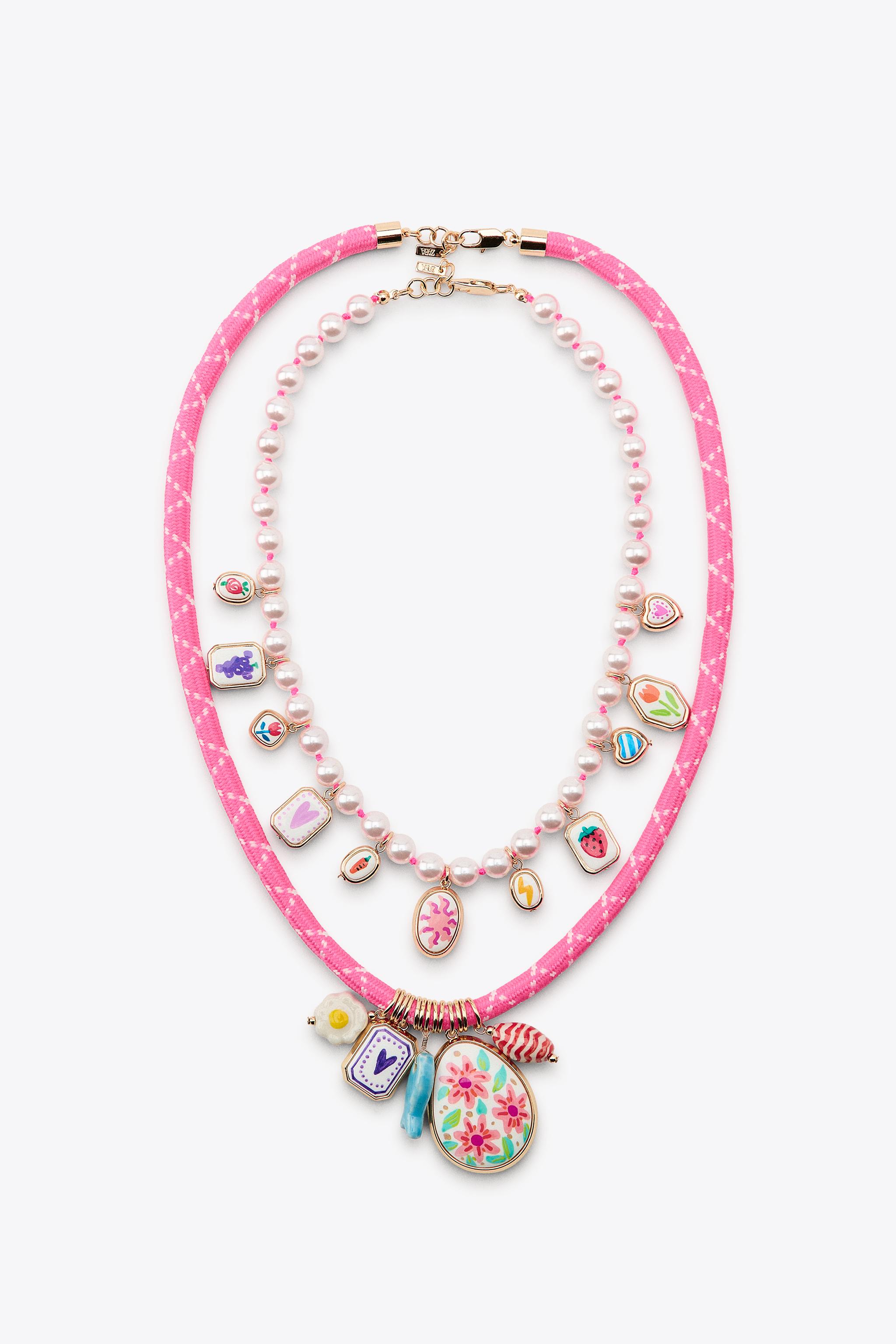 PACK OF 2 PEARL CORD CHARM NECKLACES