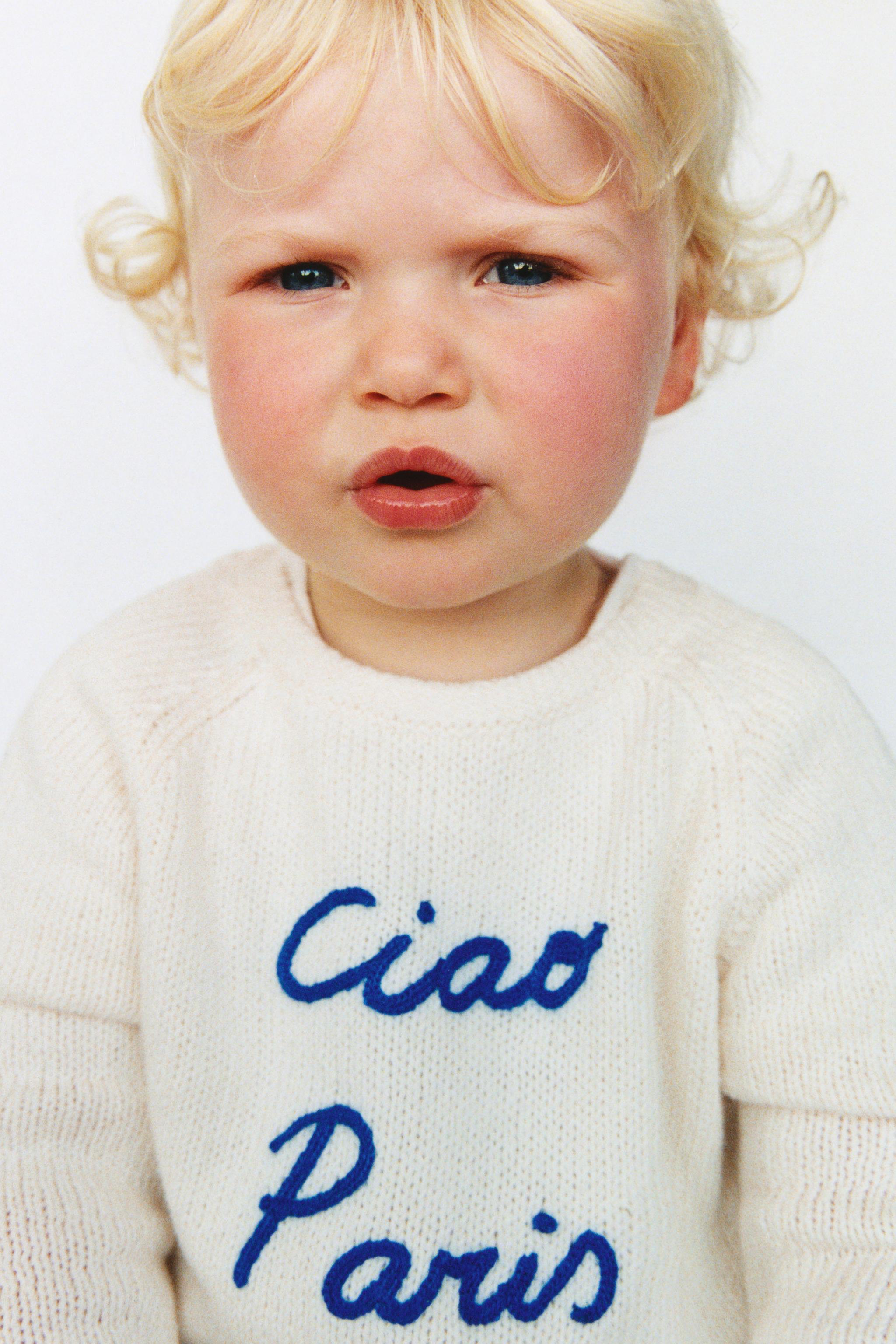 EMBROIDERED TEXT KNIT SWEATER