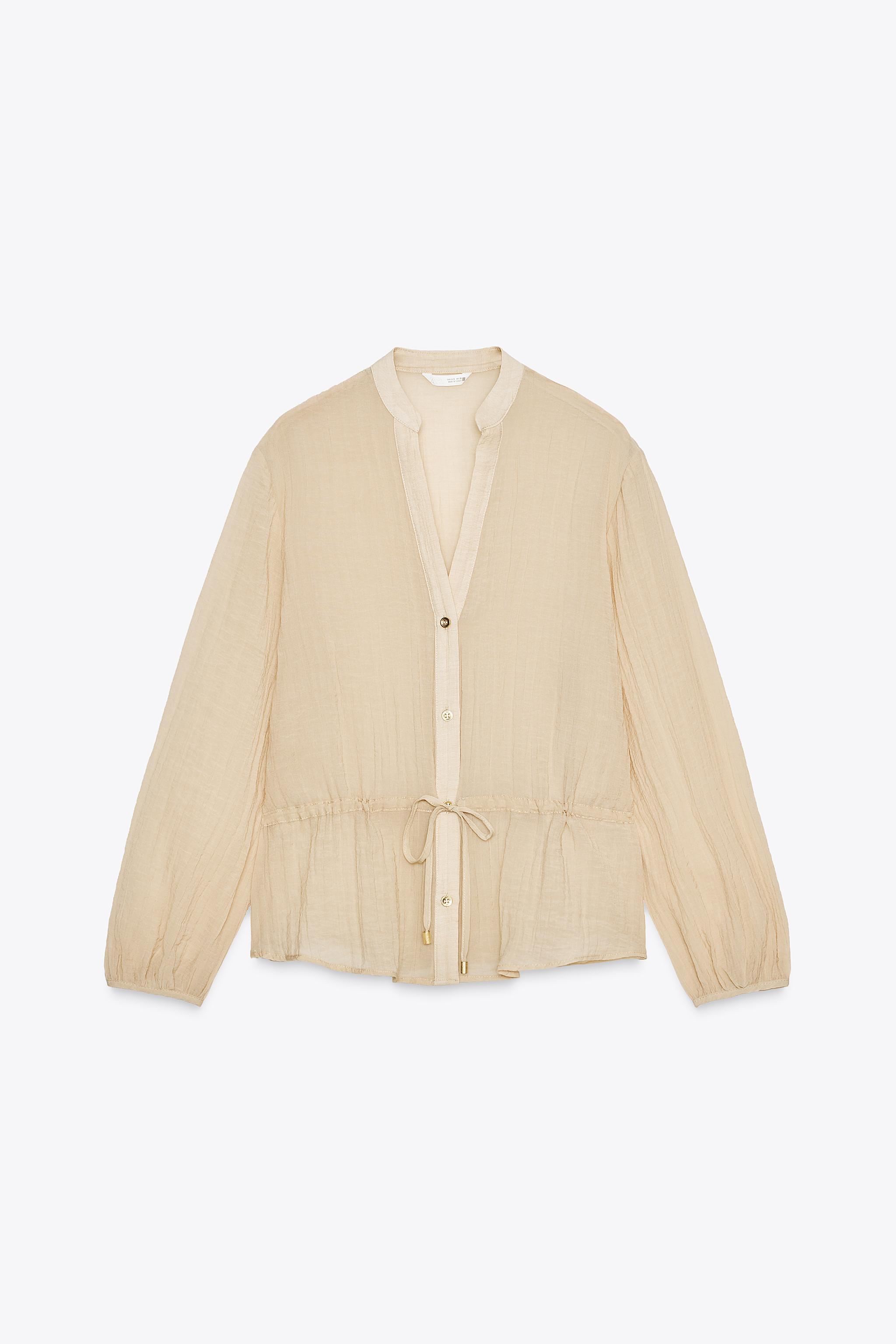 WRINKLE EFFECT SEMI-SHEER SHIRT
