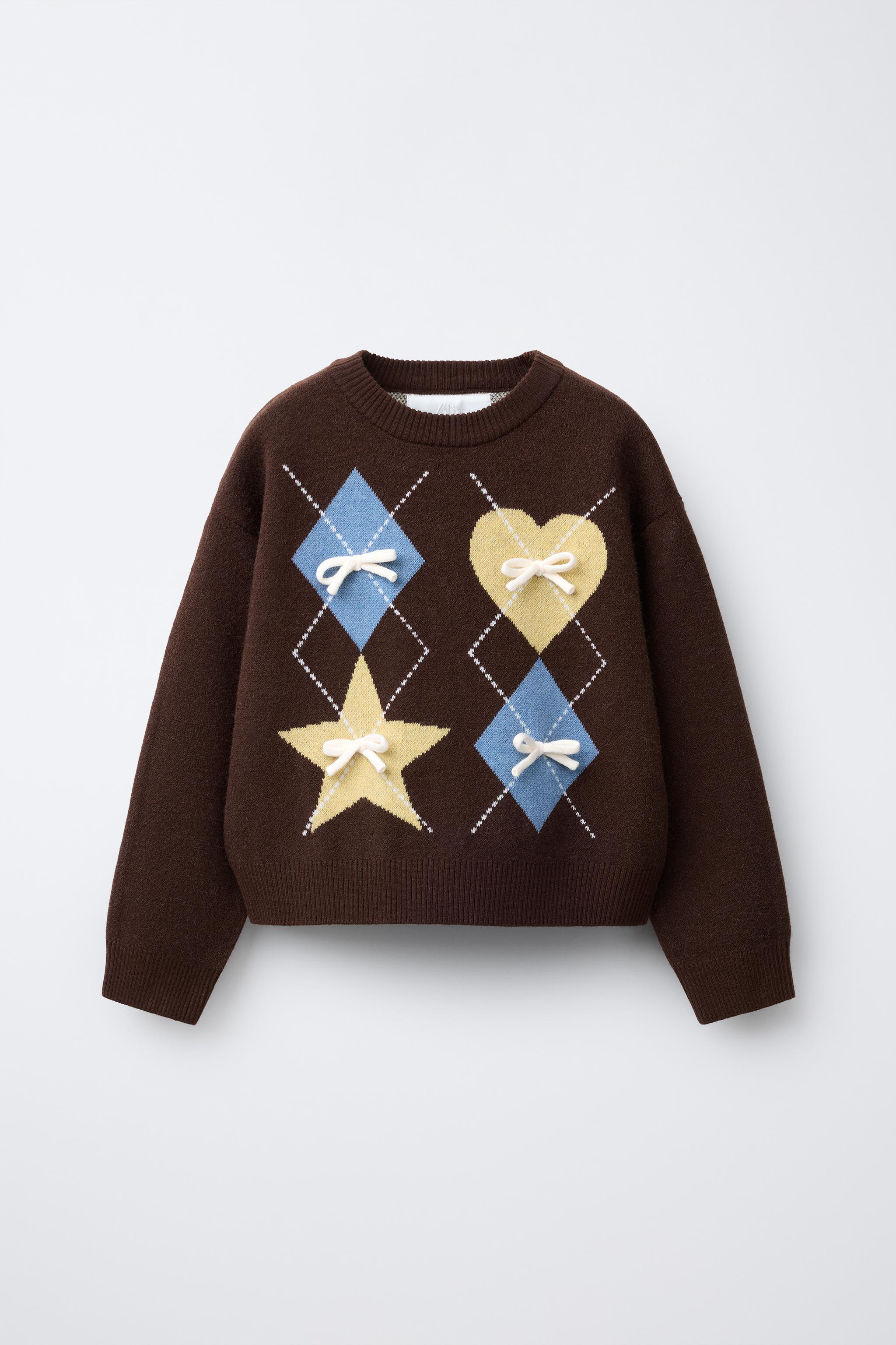 DIAMOND AND BOW KNIT SWEATER
