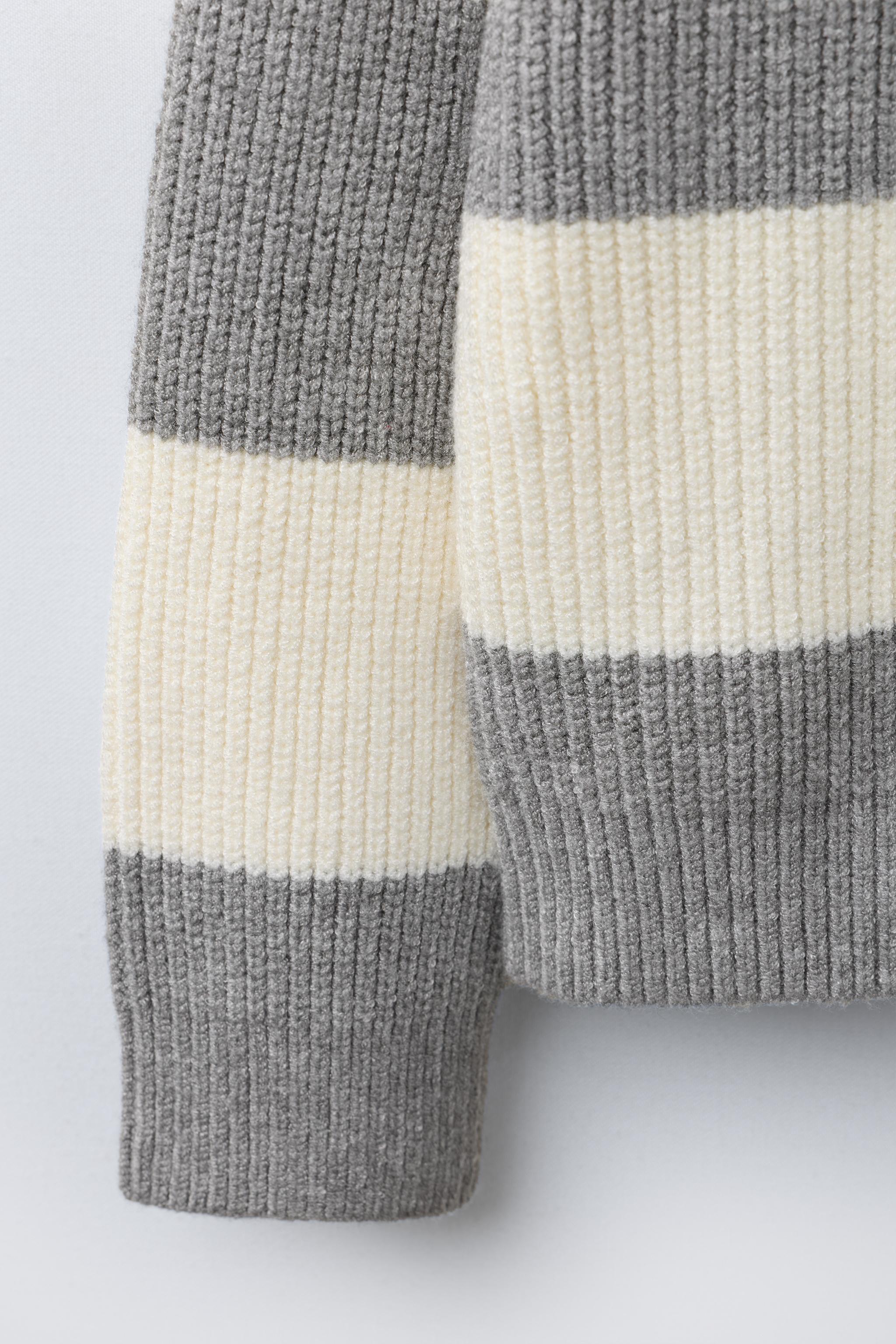 STRIPED KNIT POLO SWEATER