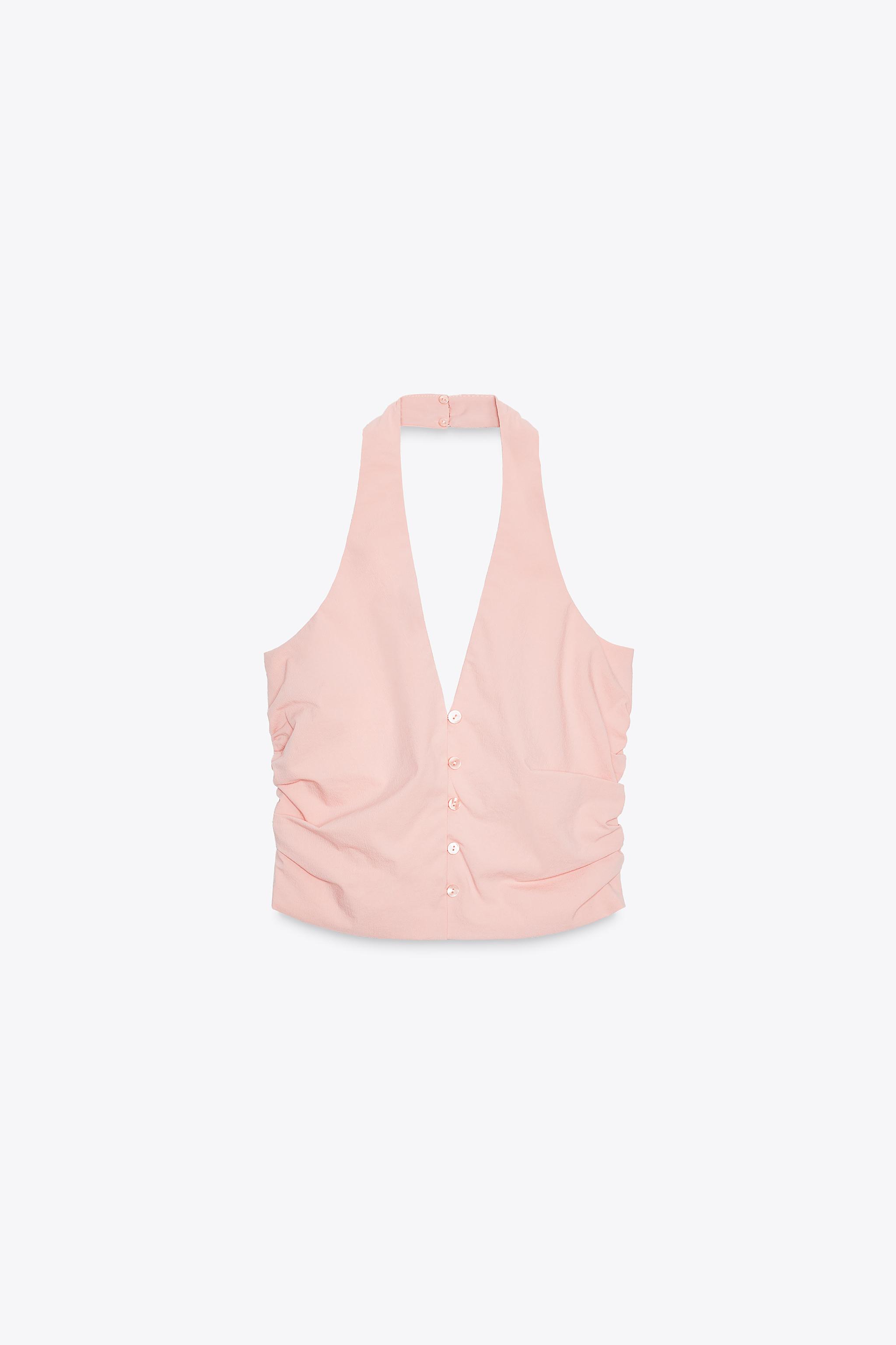 RUCHED HALTER VEST TOP