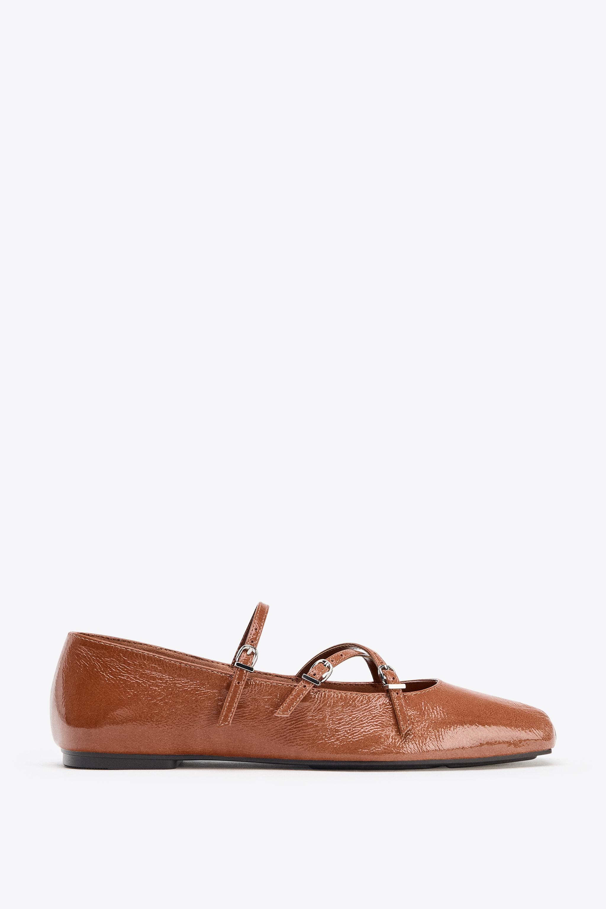 LEATHER SQUARE TOE BALLET FLATS