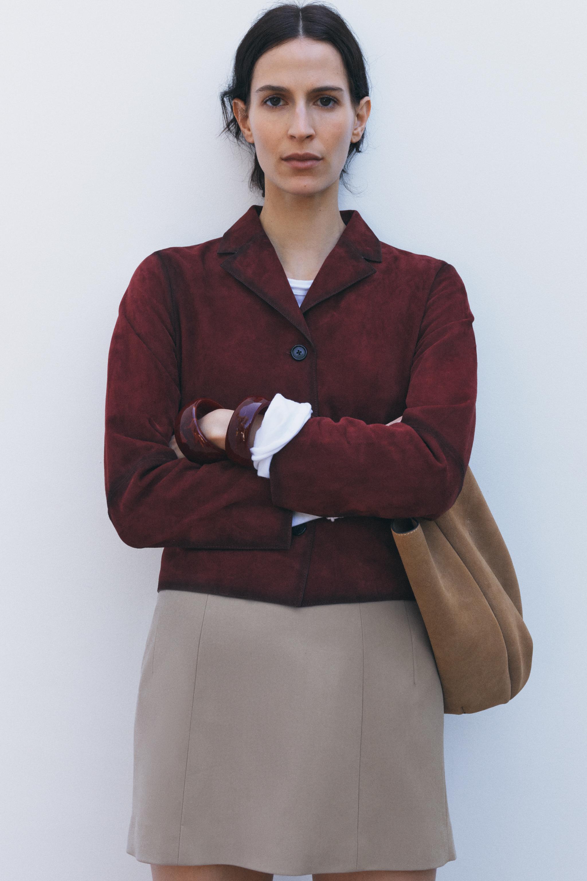 100% SUEDE LEATHER BLAZER ZW COLLECTION