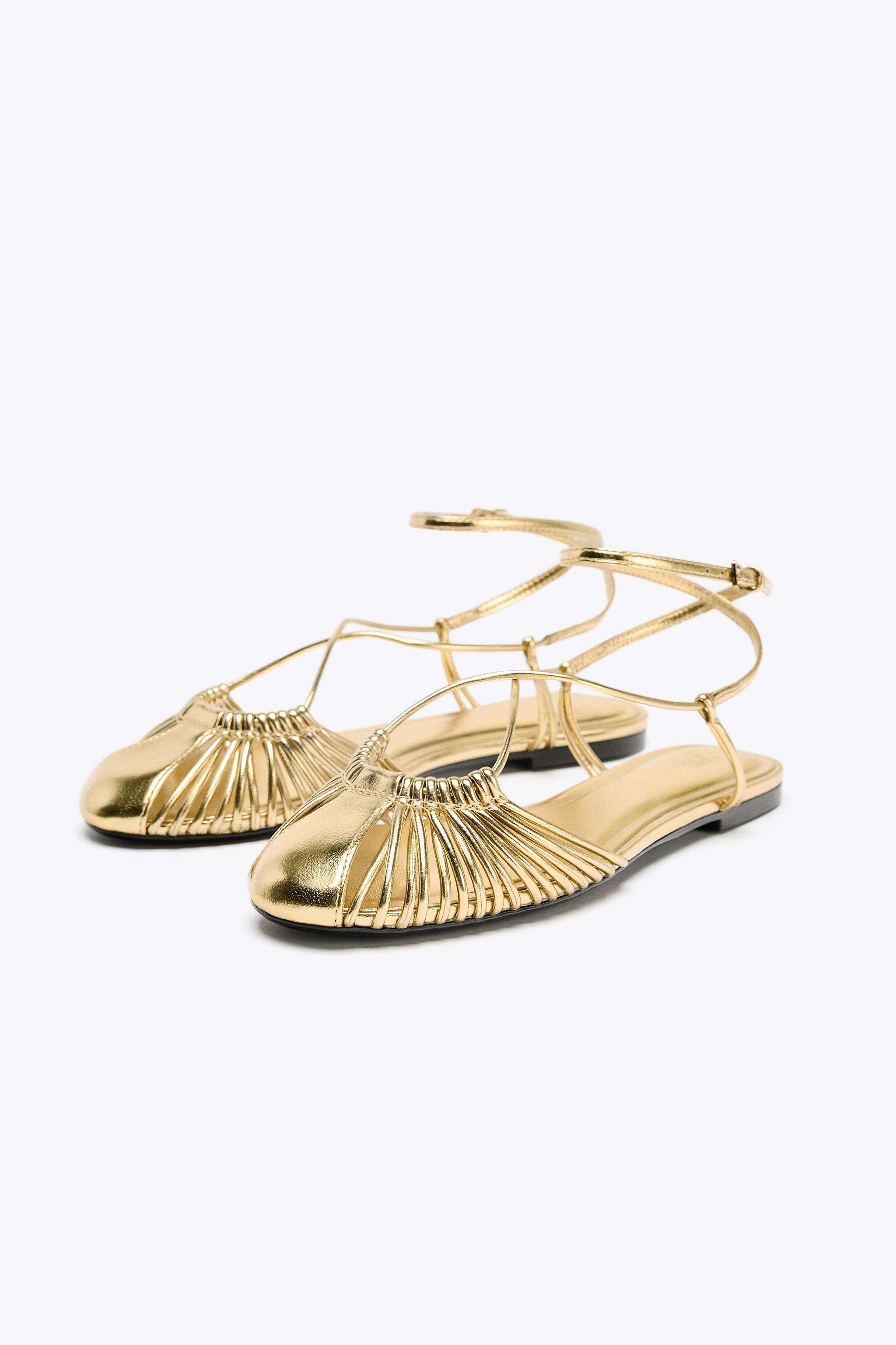 METALLIC STRAPPY FISHERMAN SANDALS