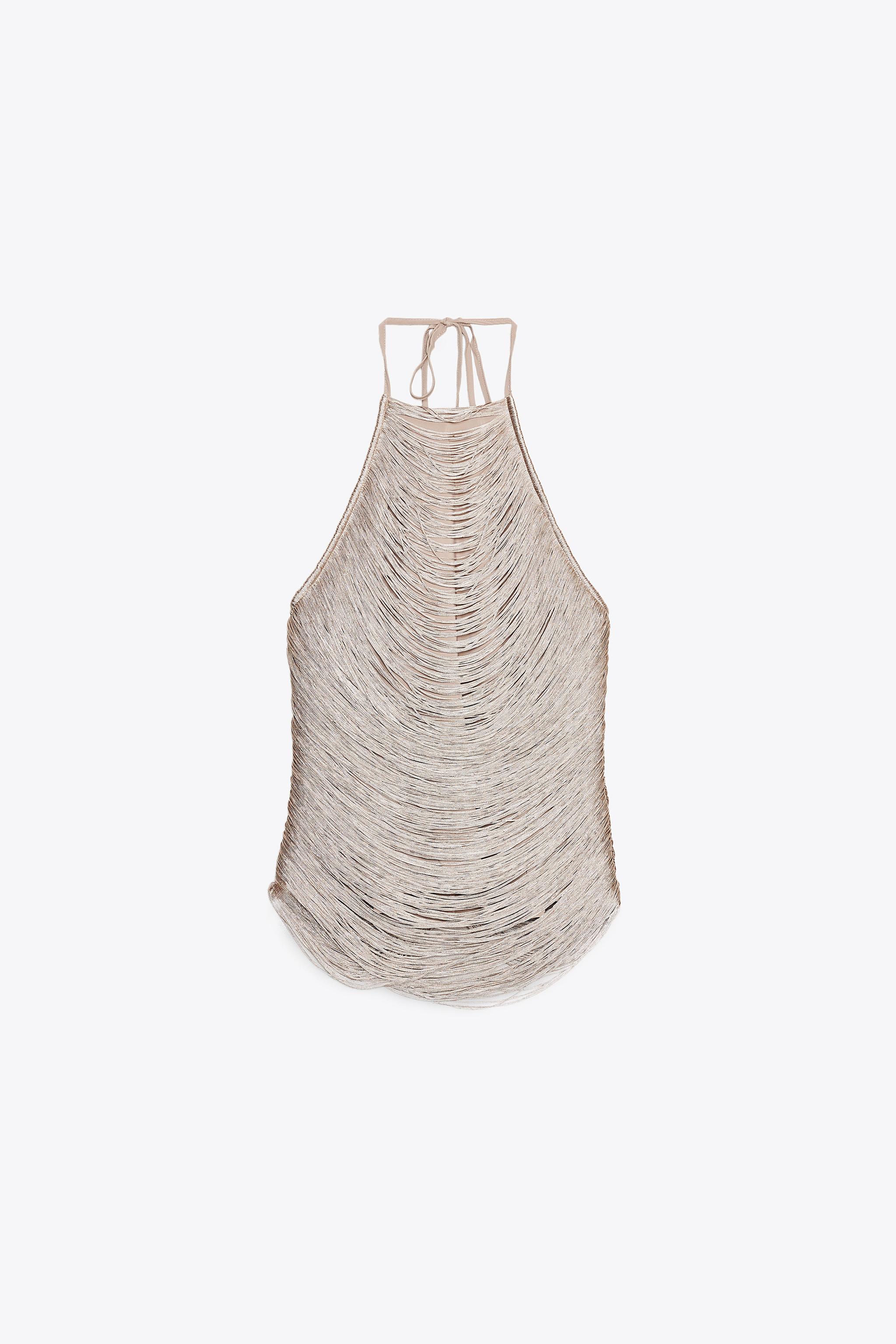 FRINGED HALTER TOP