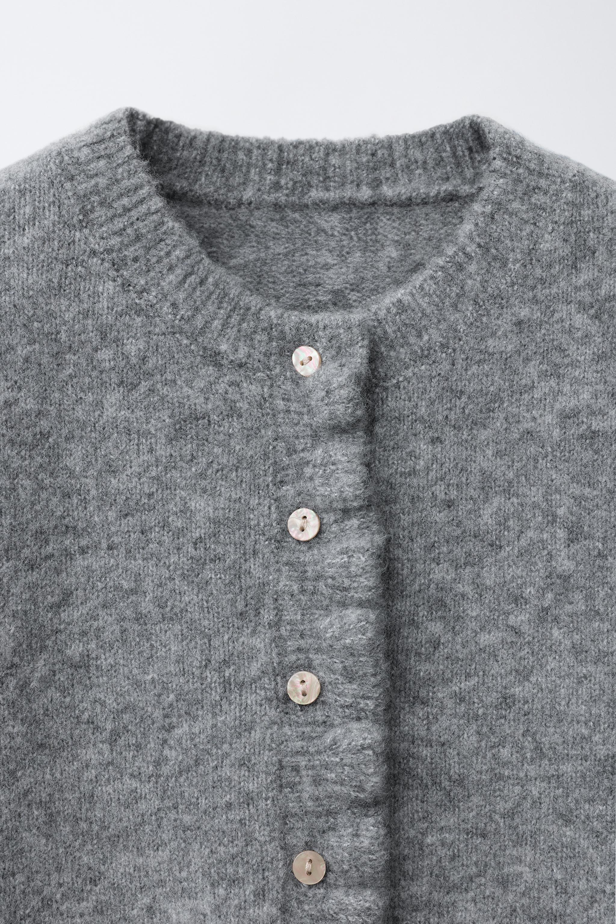 RUFFLED WOOL BLEND CARDIGAN