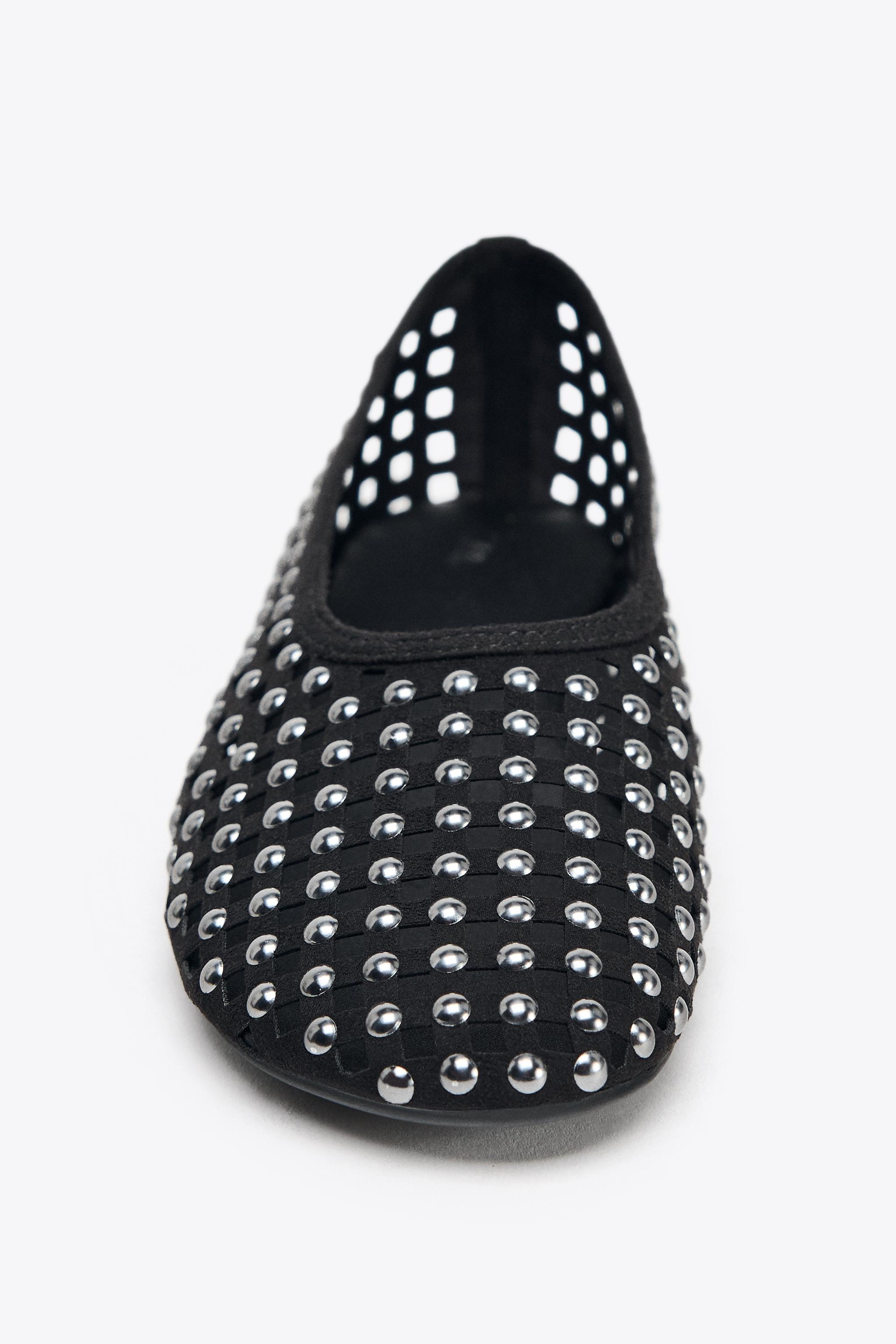 STUDDED MESH MARY JANES