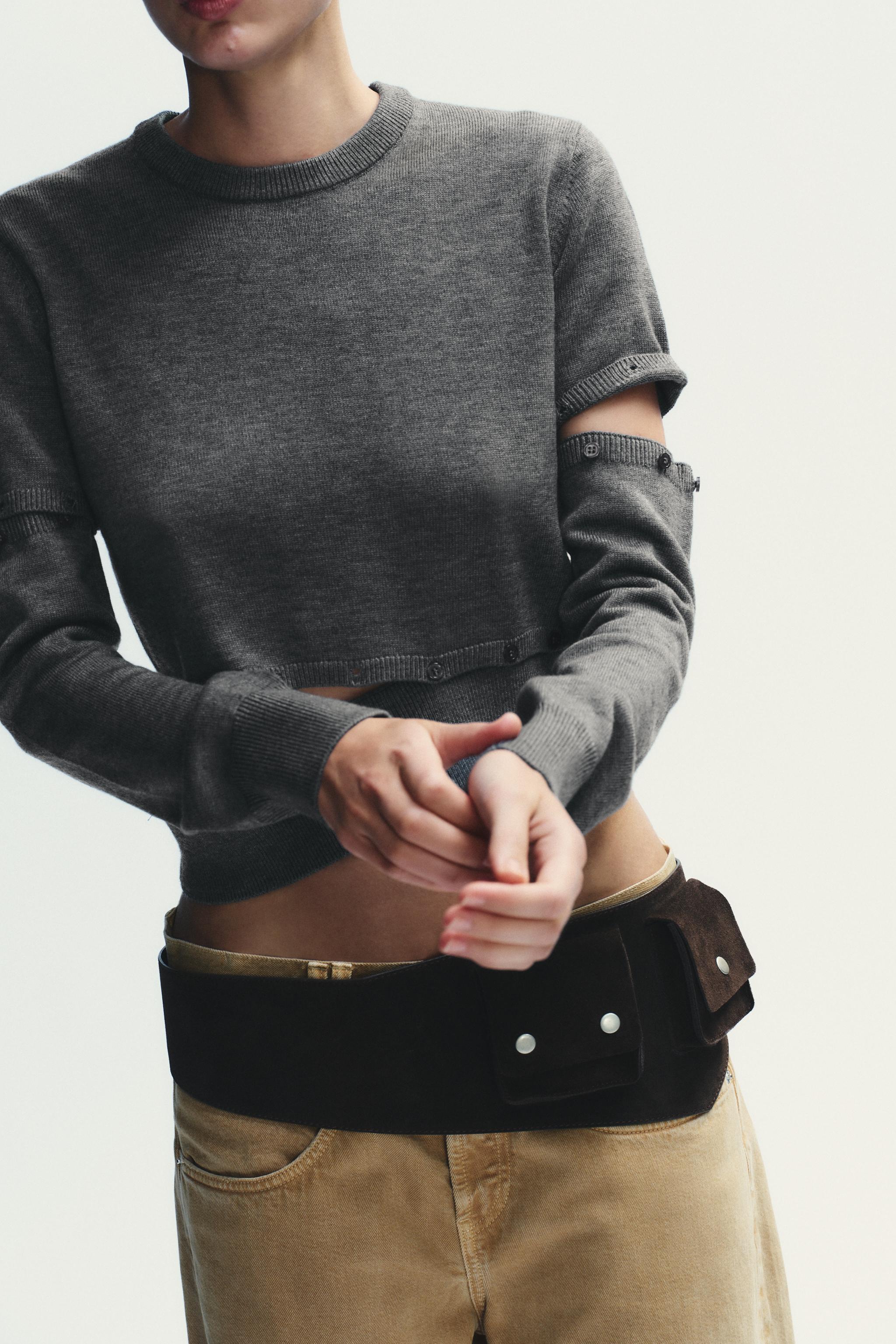 BUTTON KNIT DETACHABLE SWEATER