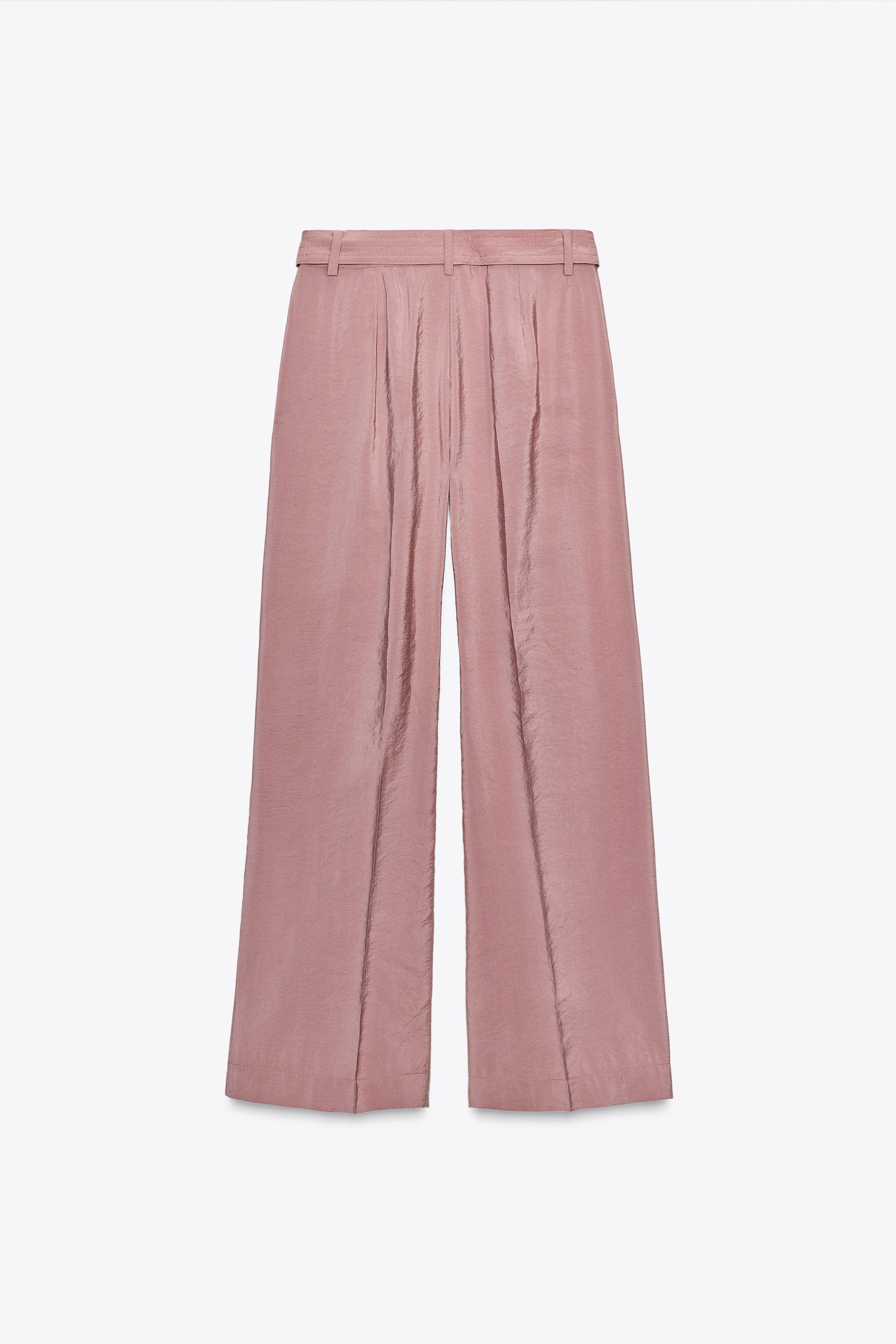 FLOWY WIDE LEG BELTED PANTS
