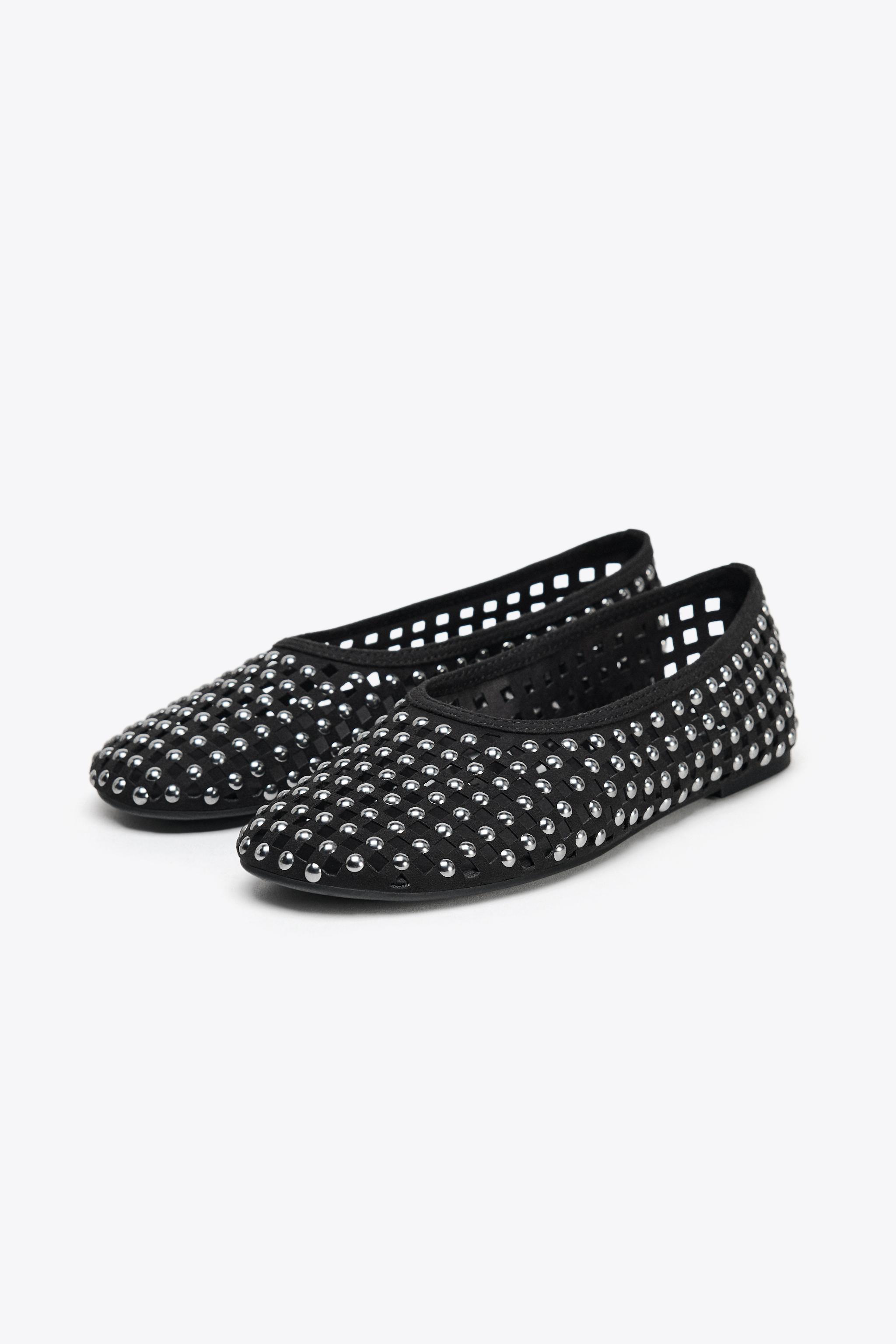 STUDDED MESH MARY JANES