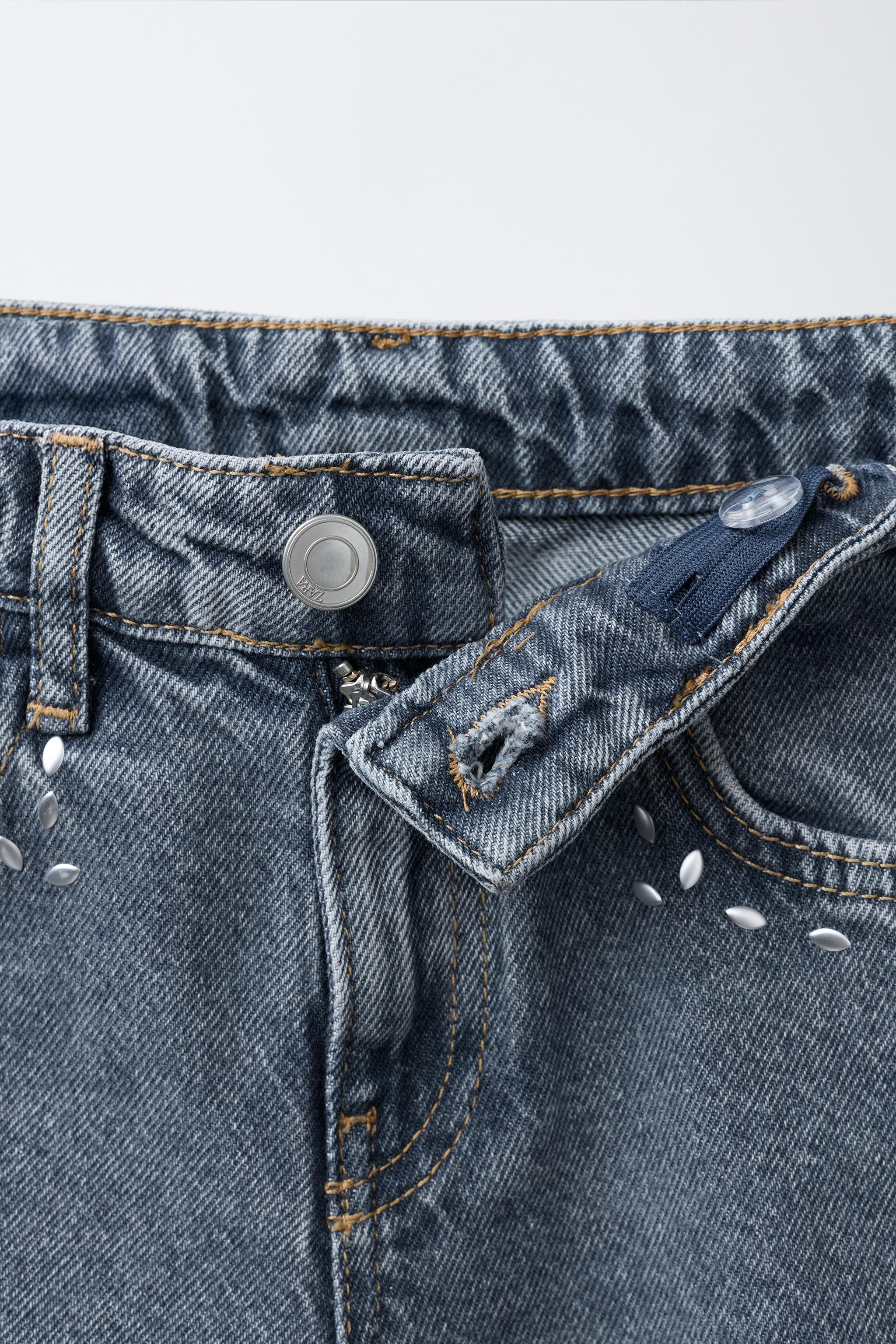 STUDDED WIDE LEG JEANS