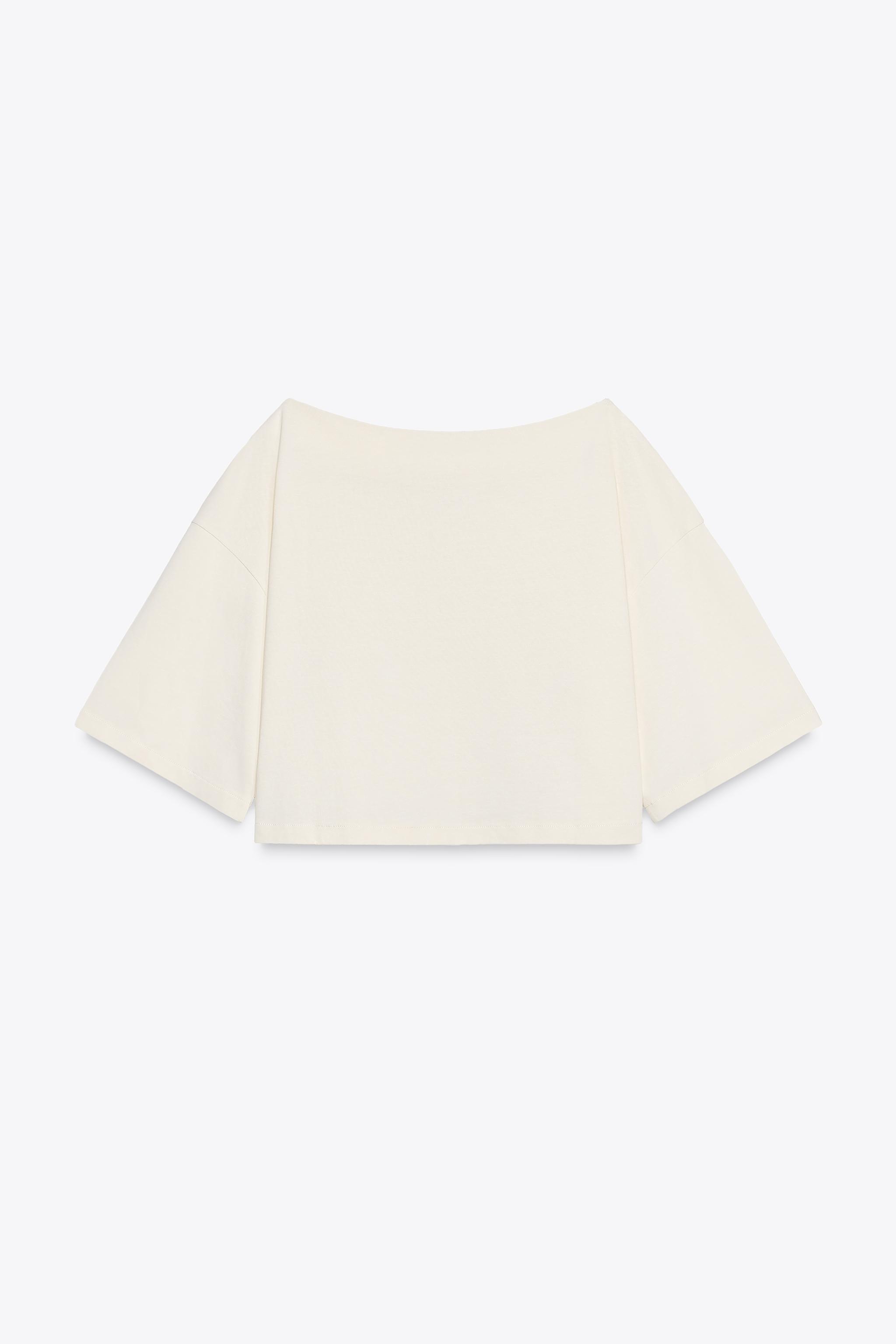 BOAT NECK COTTON T-SHIRT