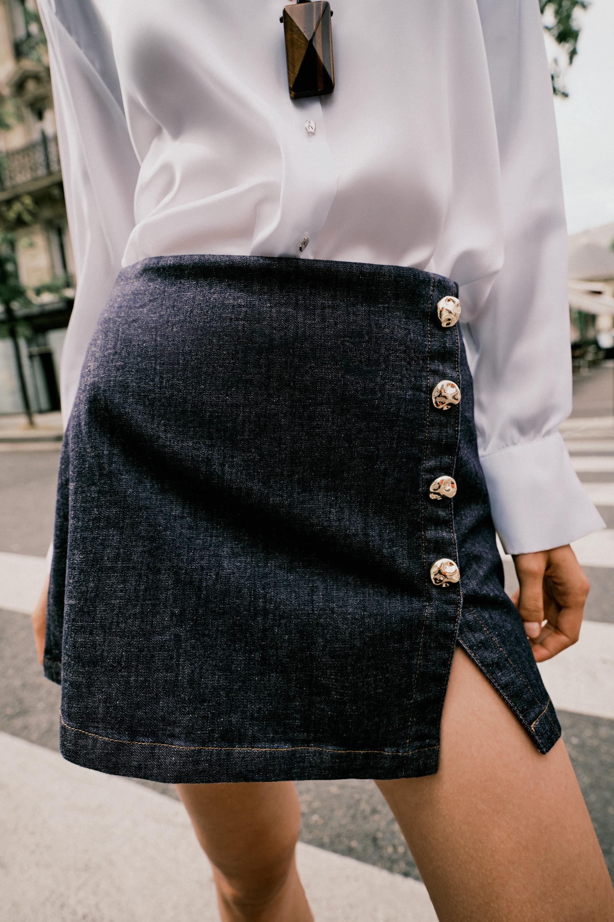 Z1975 DENIM CROSSOVER BUTTON SKORT