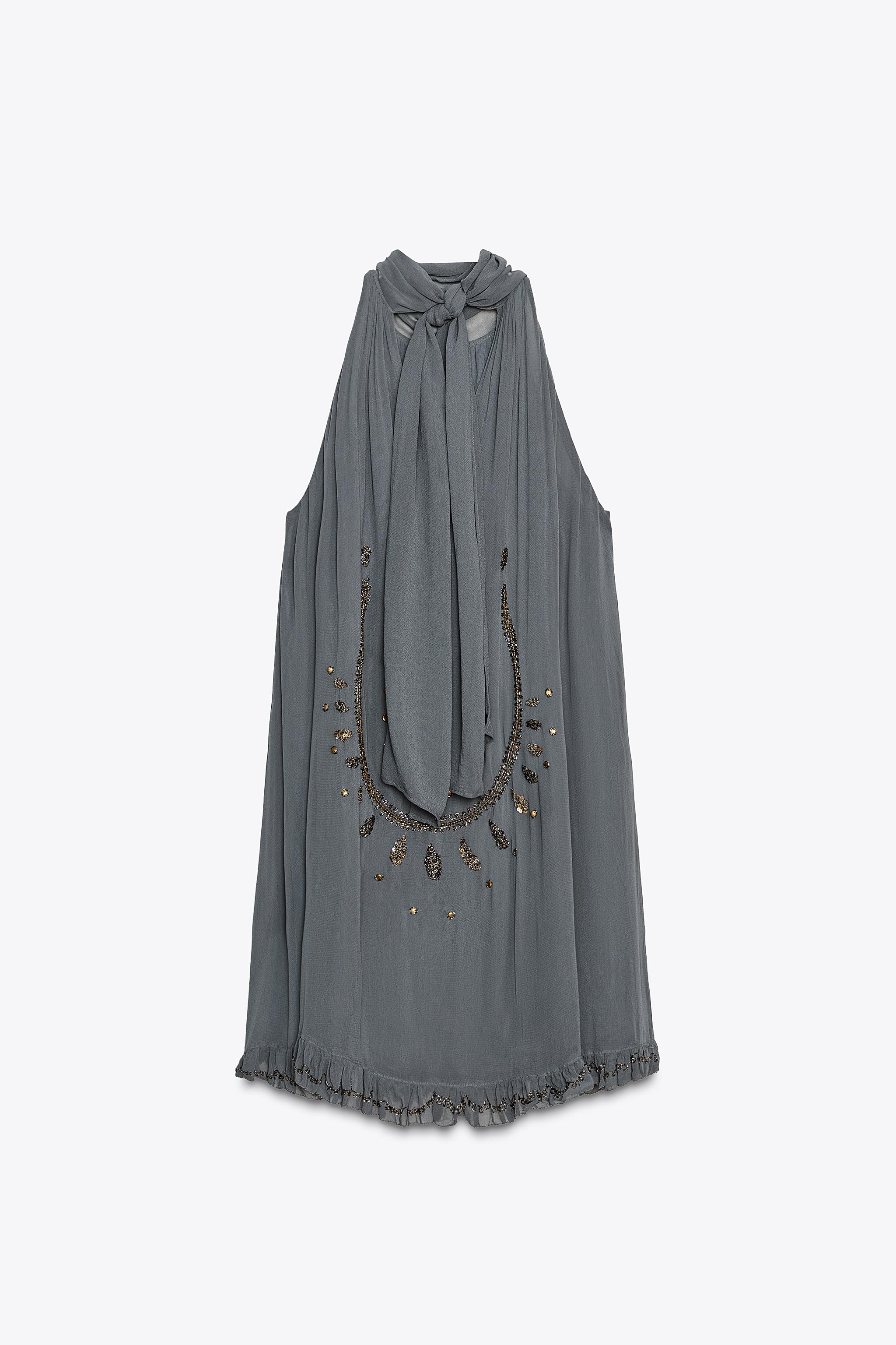 EMBROIDERED HALTER DRESS ZW COLLECTION