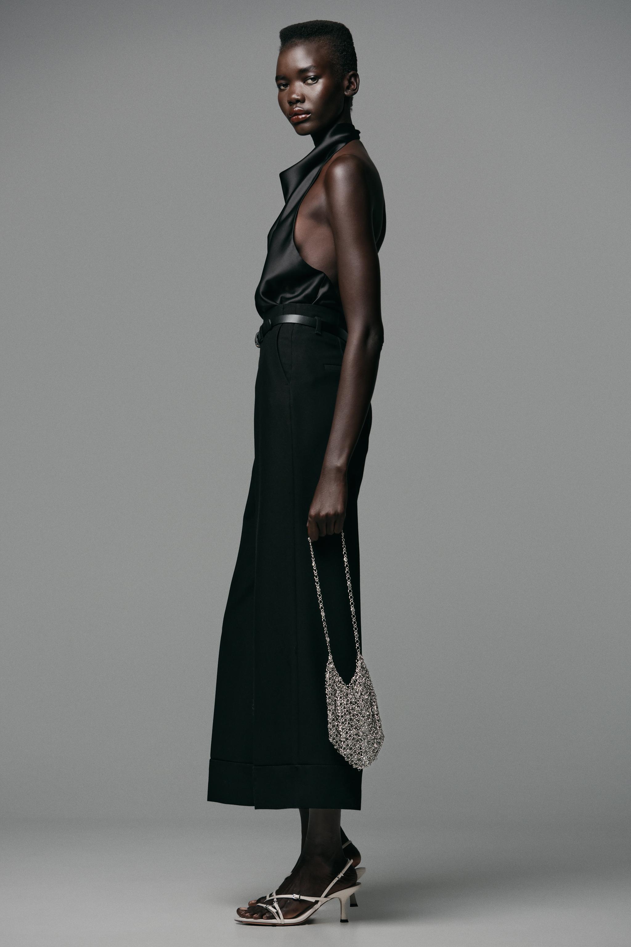 BELTED CUFFED HEM PANTS