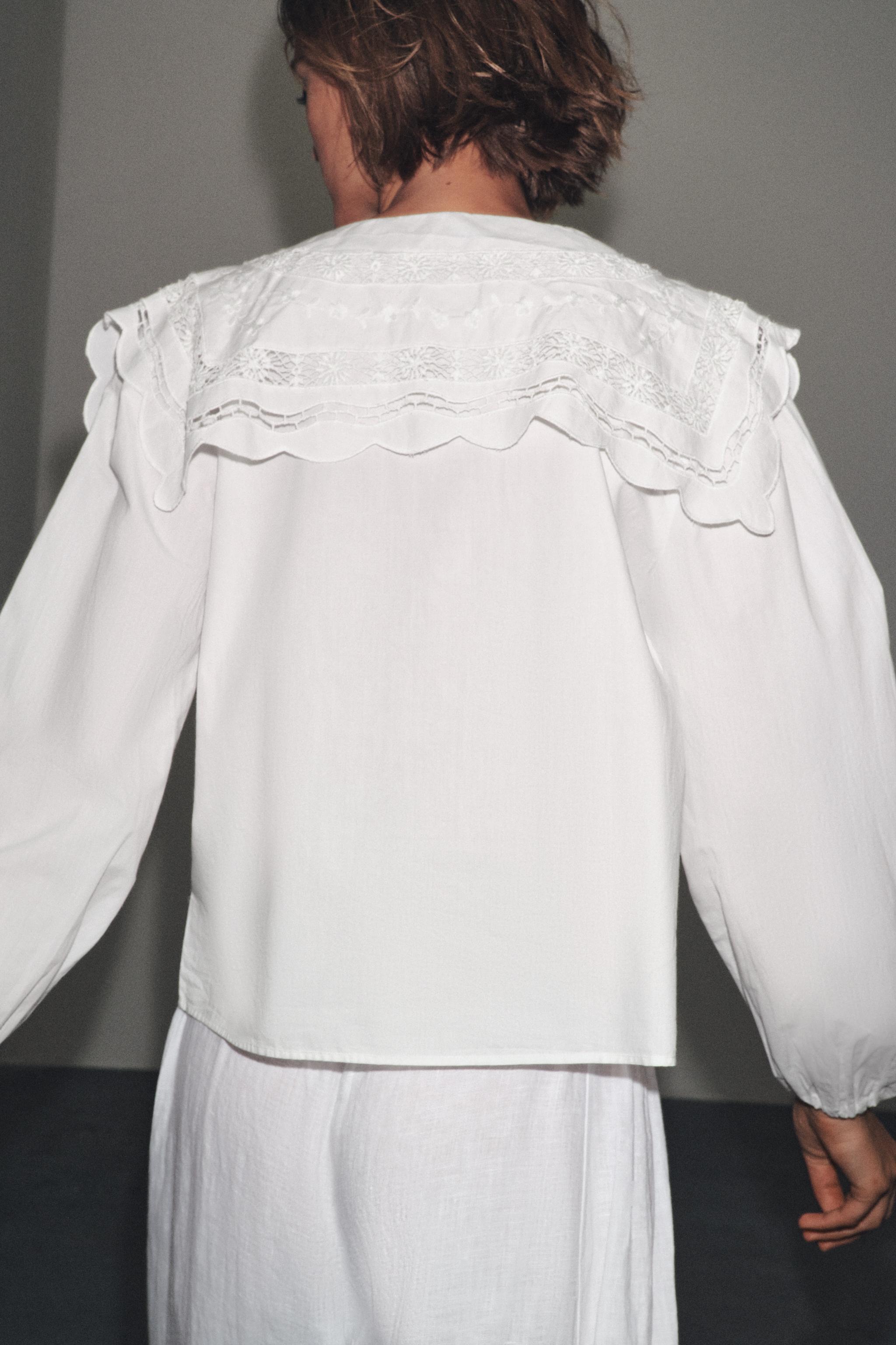 ZW COLLECTION EMBROIDERED COLLAR POPLIN SHIRT